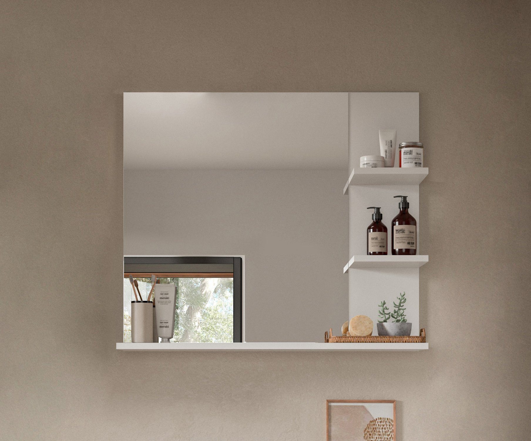 Newroom Spiegel Weiß 80 cm, Spiegel Spiegel Wandspiegel Schminkspiegel Landhaus Skandinavisch B...