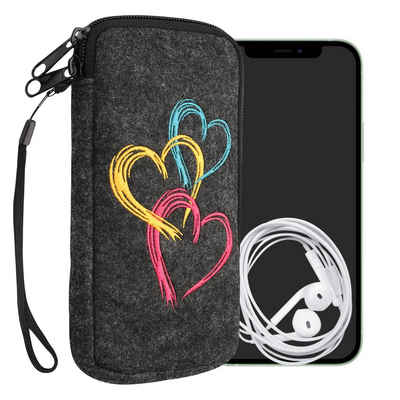 kwmobile Handyhülle Handytasche für Smartphones XL - 6,7/6,8", Handy Filztasche - 17,2 x 8,4 cm Innenmaße