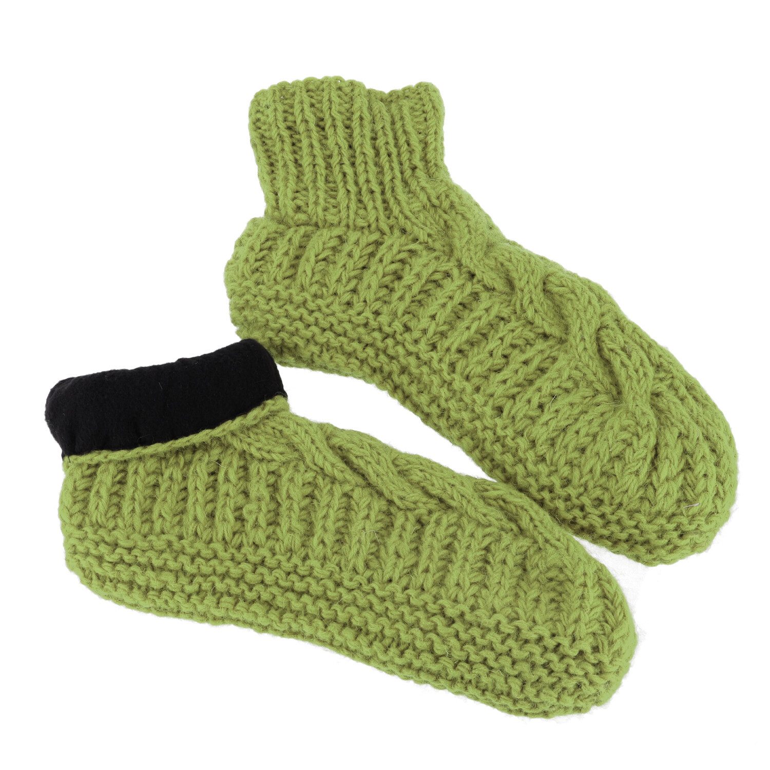Guru-Shop Haussocken Wollhausschuhe, handgestrickte Hüttenschuhe,..