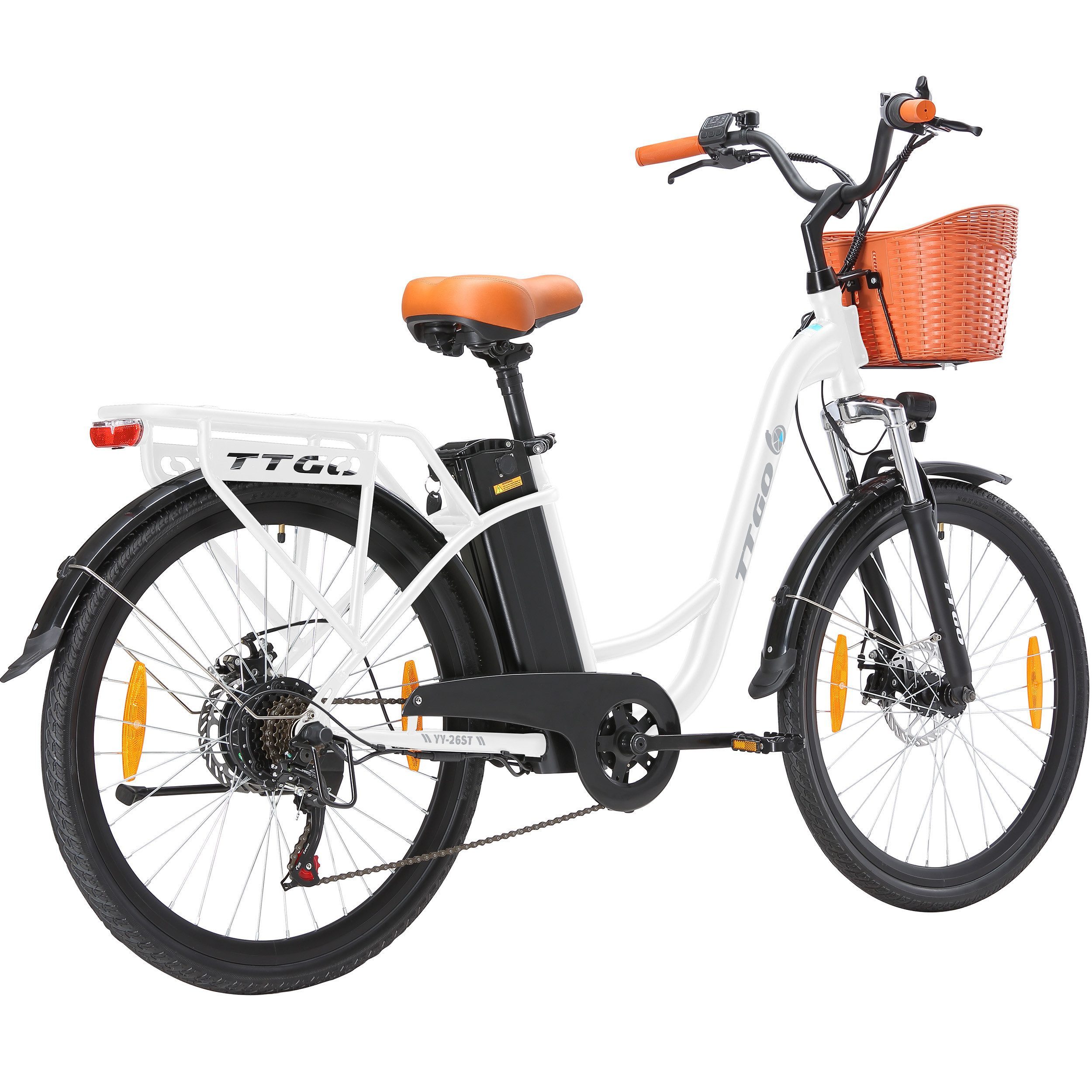 TTGO E-Bike Cityrad 26ST 522WH 14.5Ah E-Cityrad 26 Zoll Pedelec CE Damen und Herren, Heckmotor, 522 Wh, Elektrofahrrad mit Wave-Rahmen Heckmotor