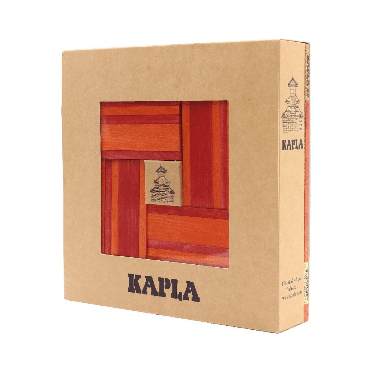 KAPLA® 40 Holzbausteine rot & orange mit Ideenbuch, Pinienholz, ab 2 J. Spielbausteine