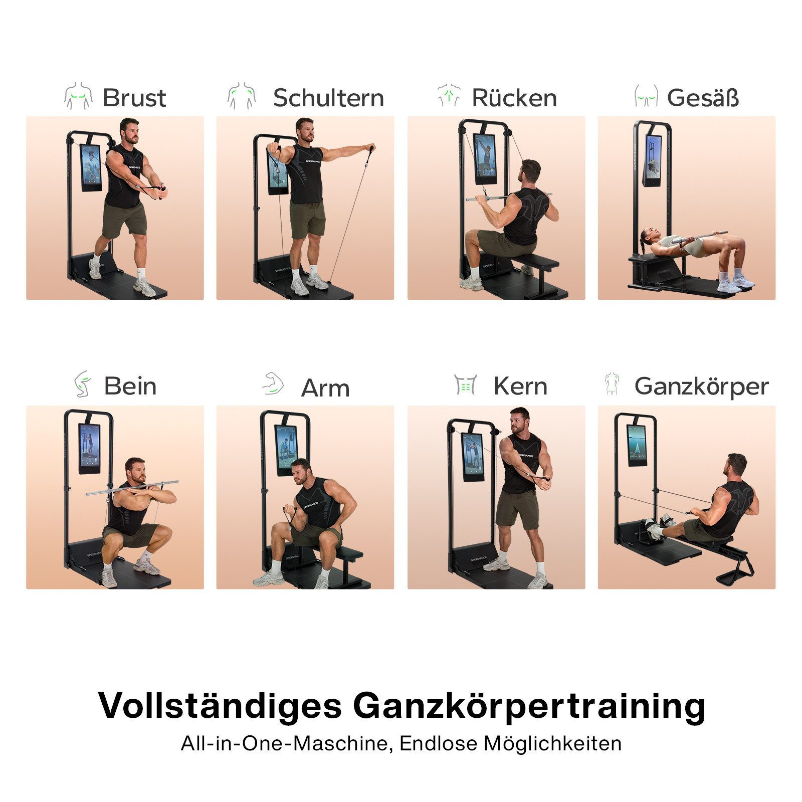 SPEEDIANCE Kraftstation Gym Monster 2, verbessertes KI-gesteuertes All-in-One Home Gym, Multifunktionale Smith-Maschine, Ganzkörper-Krafttrainingsgerät