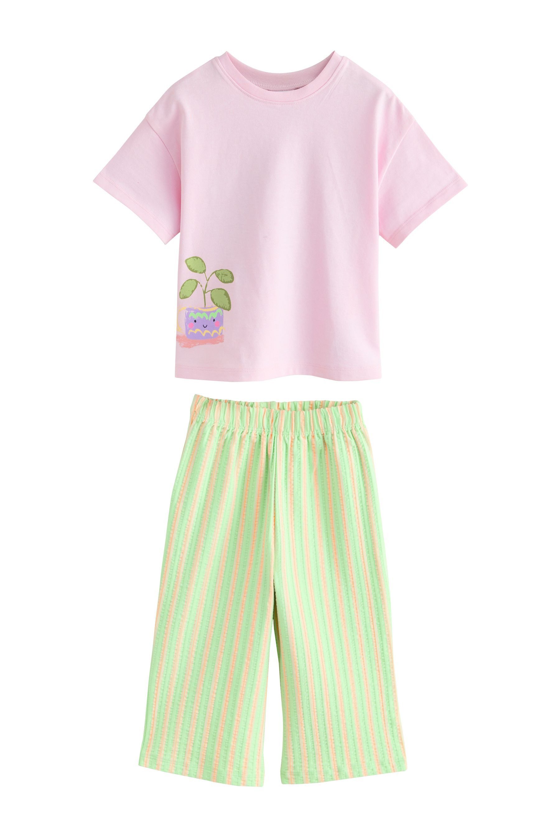 Top & Hose Kurzarmtop und Hose mit weitem Bein im Set