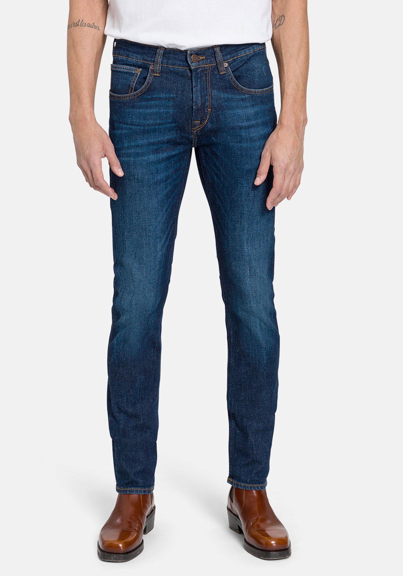 mustache Denim To 5-Pocket-Jeans dark Candiani blue Tribute John BALDESSARINI used Nature