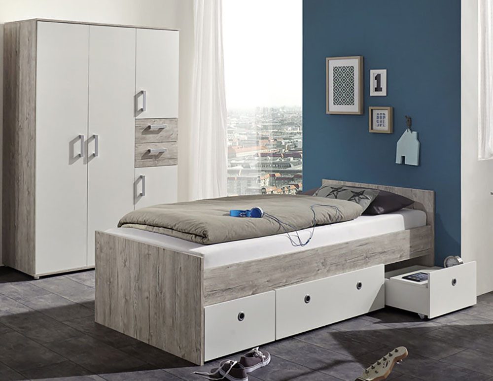 arthur berndt Jugendzimmer-Set Bente, in verschiedenen Set-Kombinationen, (2tlg, 3tlg, 5tlg -Schrank, Bett, Schreibtisch, Sideboard, Standregal), Stauraumstark, pflegeleicht, zeitlos, Made in Germany