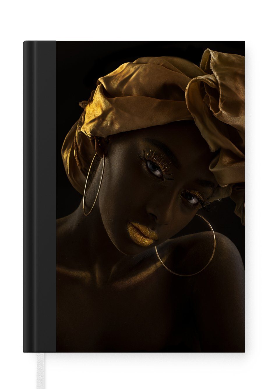 MuchoWow Notizbuch Frauen - Kopftuch - Gold - Luxus, Notebook, Notizblock a5, Tagebuch, Journal Liniert