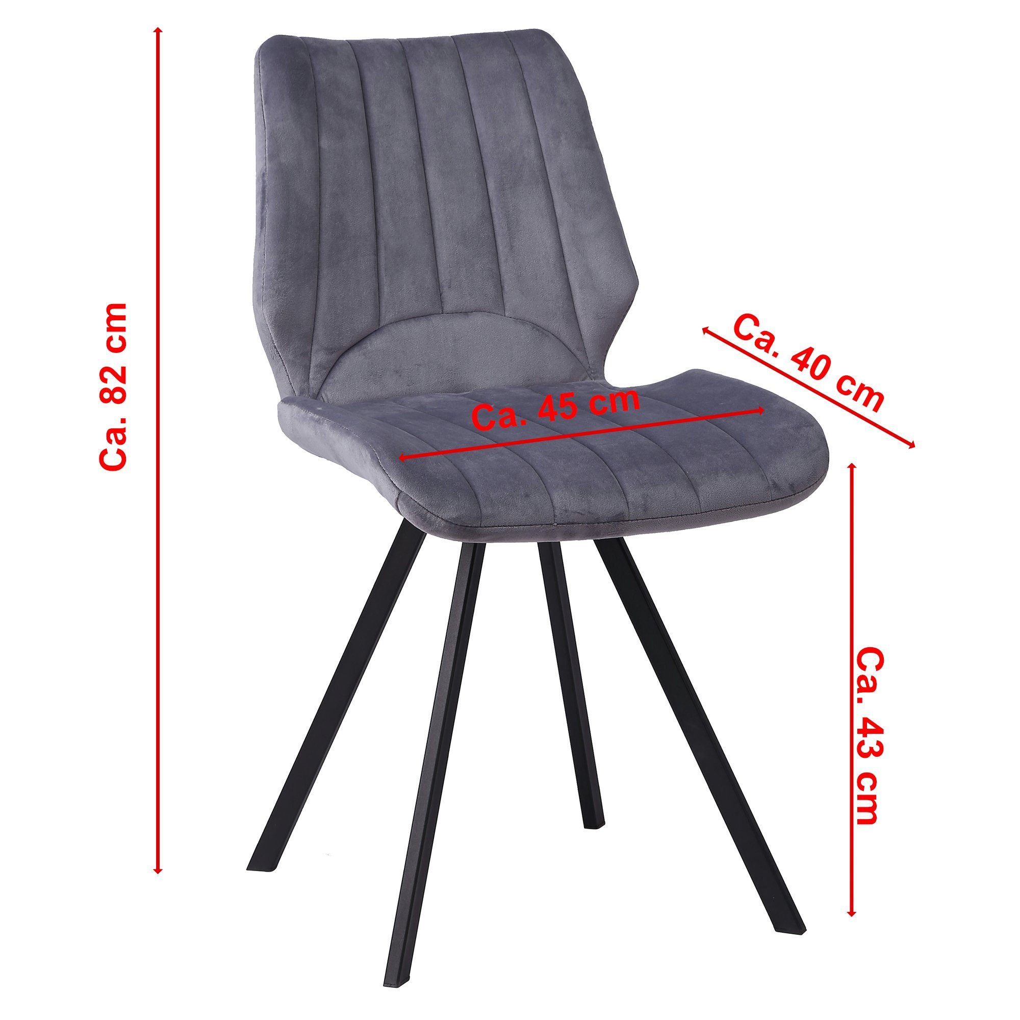 TRISENS Polsterstuhl Chloe (1er Set, 2er Set, 3er Set oder 4er Set, 1 St), Essstuhl mit der gepolsterten Sitzfläche Küchenstuhl in Samt-Optik