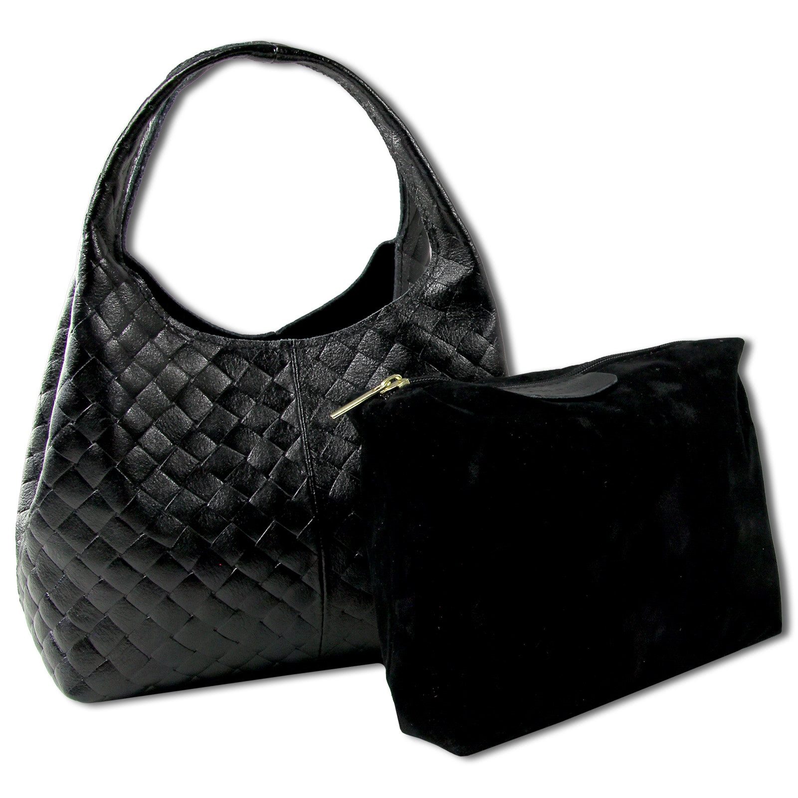 Toscanto Schultertasche Toscanto Damen Schultertasche Leder (Schultertasche), Damen Schultertasche Leder, schwarz ca. 23cm x ca. 21cm – Bild 5 von 5