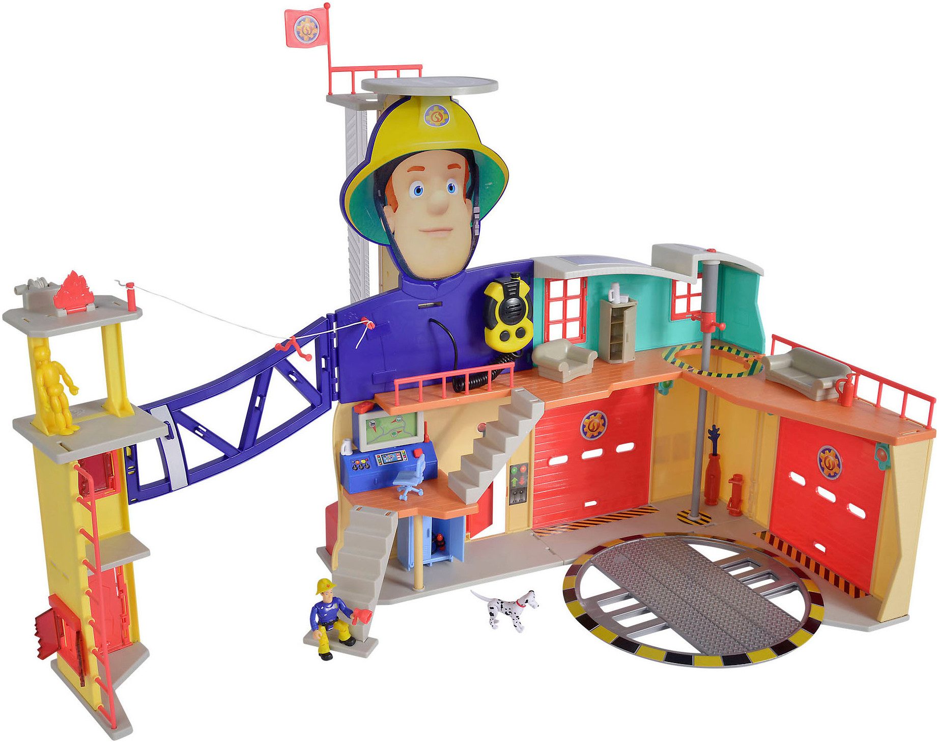 SIMBA Spiel-Feuerwehrwache Feuerwehrmann Sam, Mega-Feuerwehrstation XXL, mit Licht und Sound