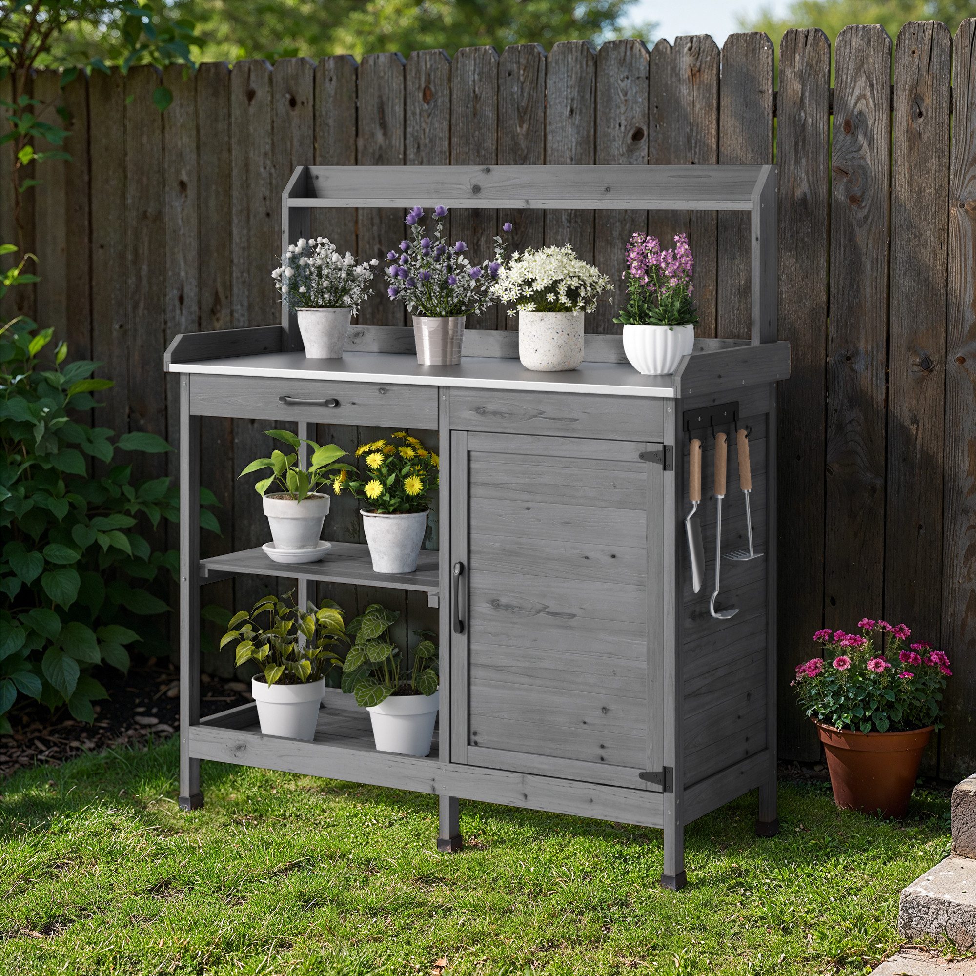 Bealife Pflanztisch,Gärtnertisch,Pflanzenarbeitsplatz,Pflanzenregal, mit Sc günstig online kaufen