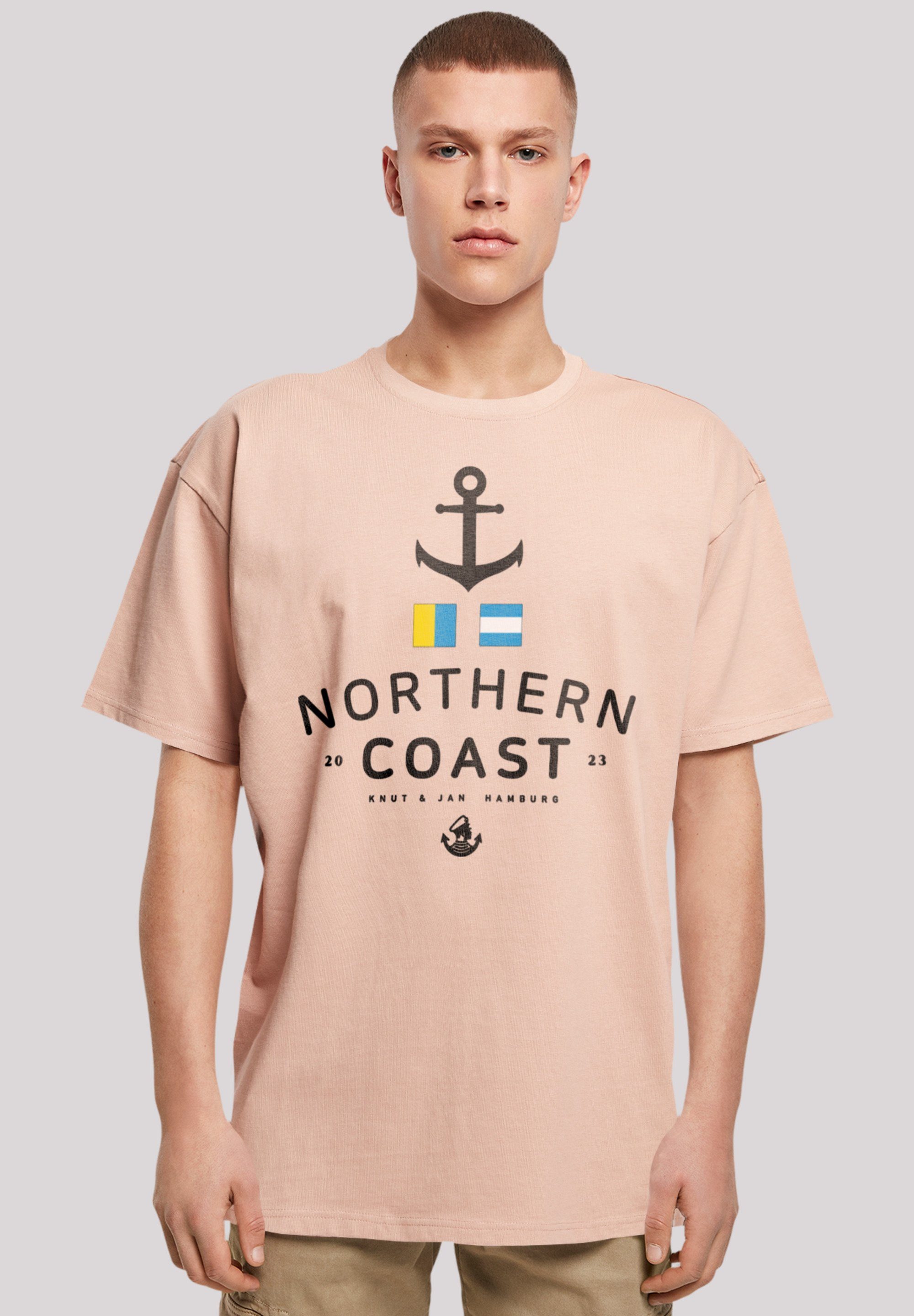 F4NT4STIC T-Shirt Nordsee Nordic Coast Knut & Jan Hamburg Print amber