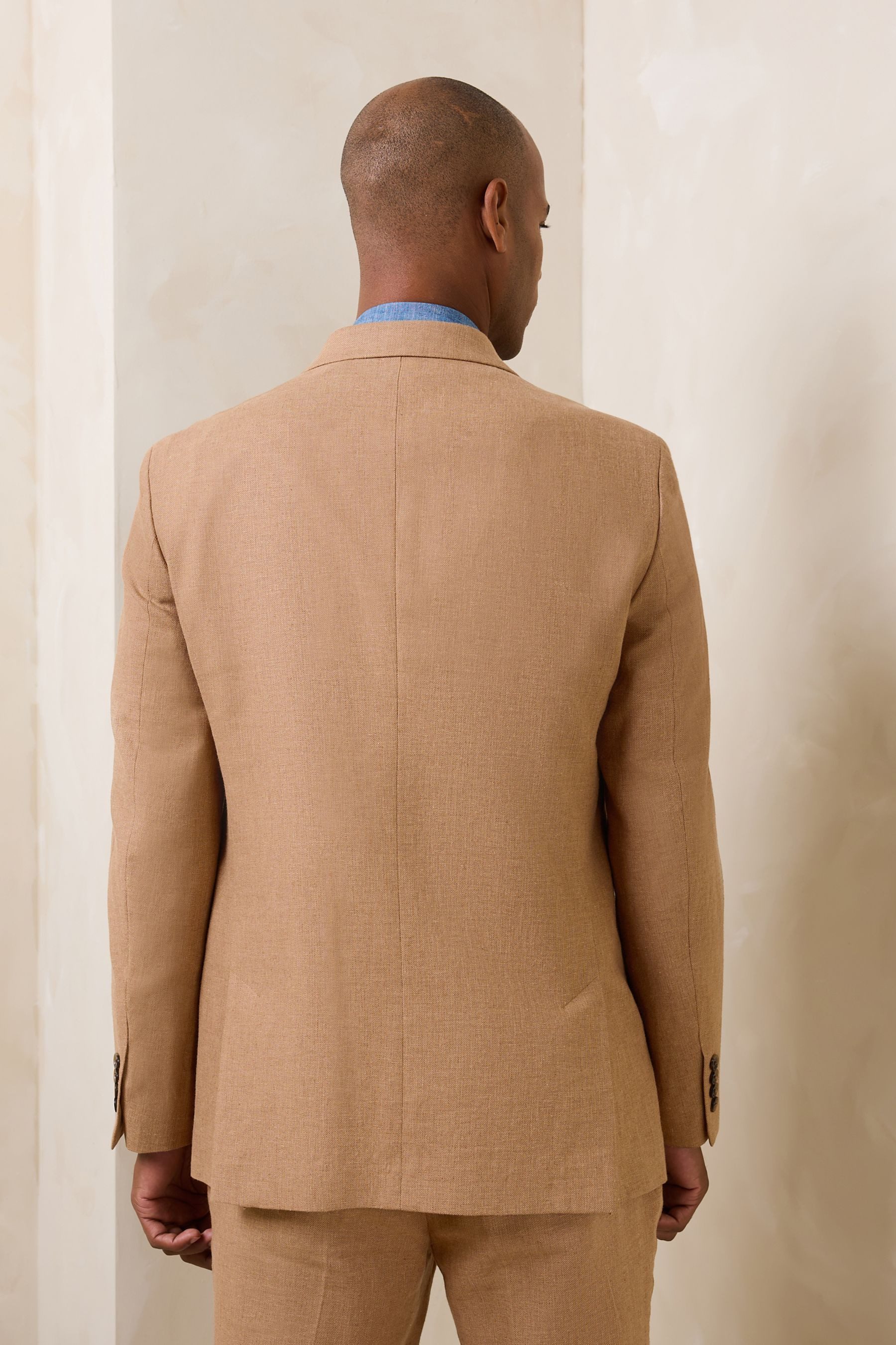 Next Anzugsakko Strukturiertes Tailored Fit Anzugsakko, Leinenmix (1-tlg) – Bild 2 von 5
