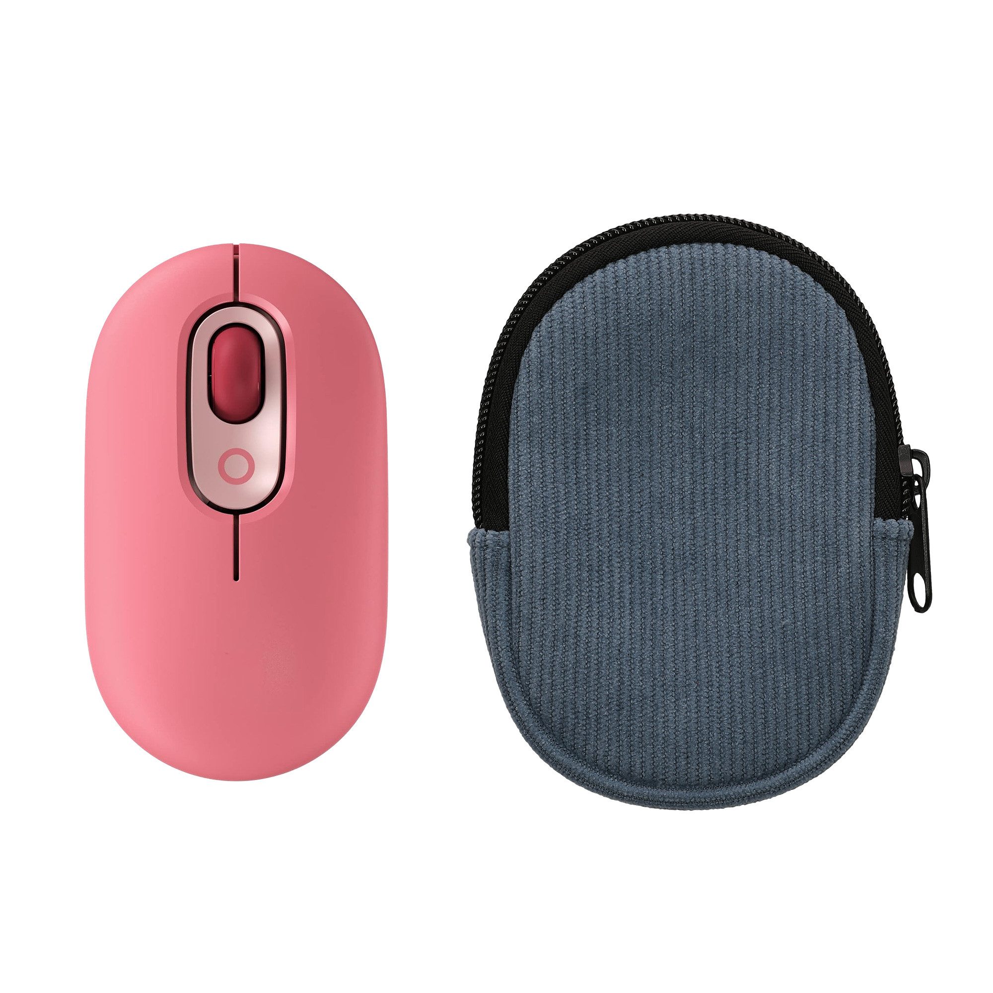 kwmobile Schutz-Set Maus Tasche für Logitech POP Mouse Hülle, Case für Bluetooth Maus aus robustem Cord und Neopren Stoff