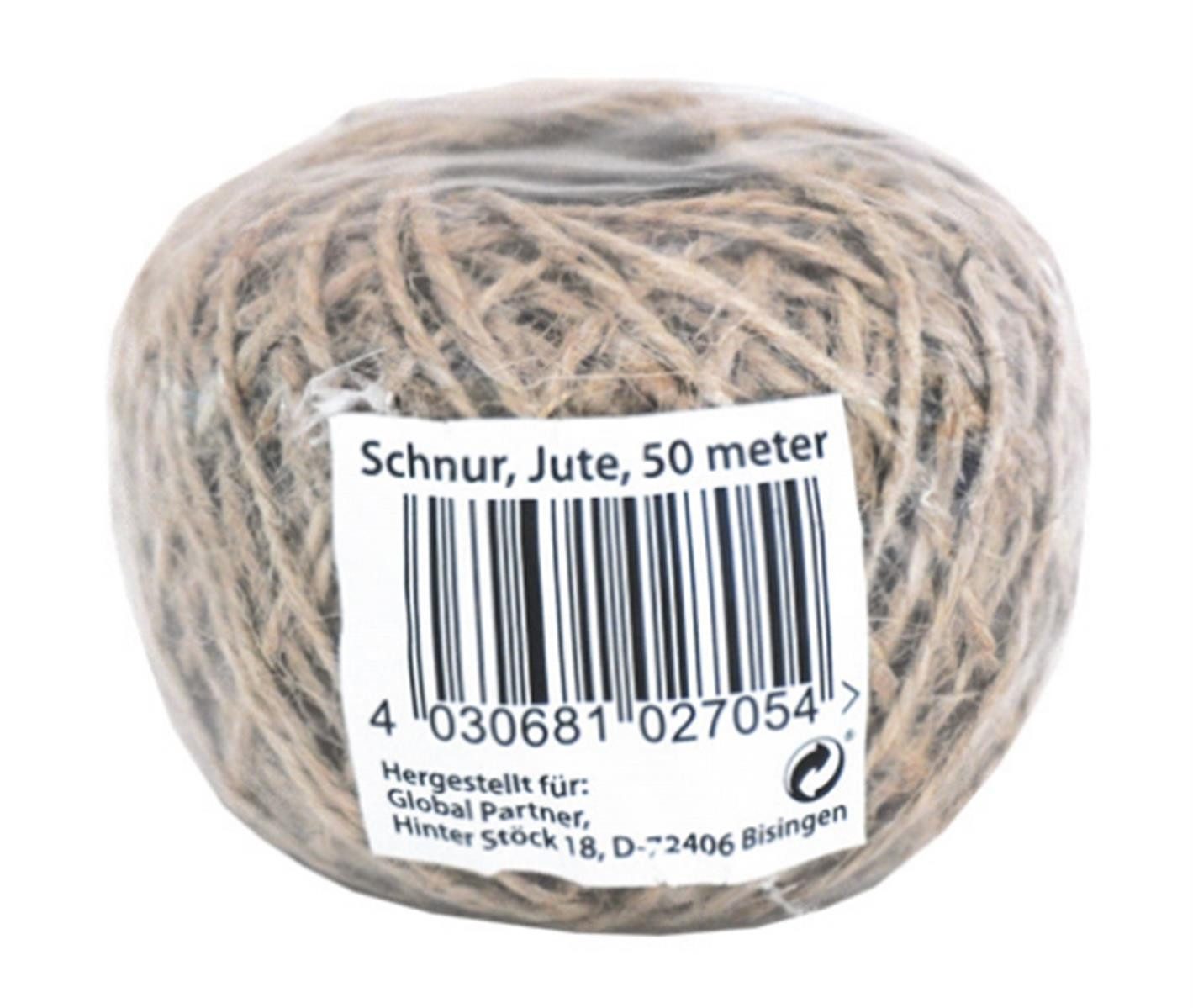 Pflanzschnur Jute-Schnur 50 Meter Natur Hellbraun (Dekorationsset, Jute-Schnur), Jute Schnur Bindfaden Kordel Naturfaser Gartenschnur Bastelschnur