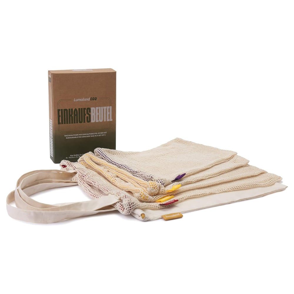 Lumaland Einkaufsbeutel 100% Baumwolle - 4er-Set, 100% pflanzlich ohne Plas günstig online kaufen