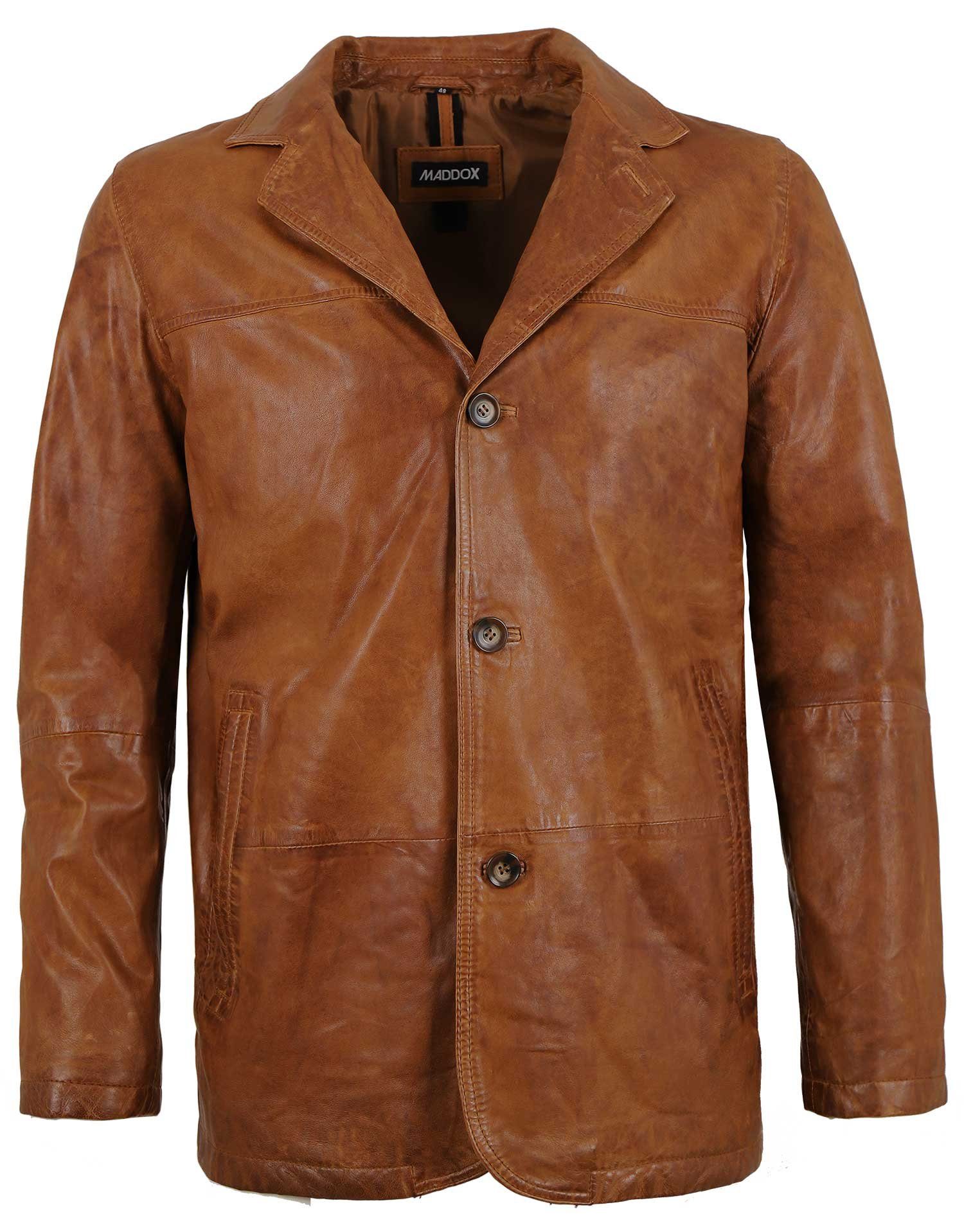 Maddox Lederjacke Echtleder Lammnappa Sakko cognac