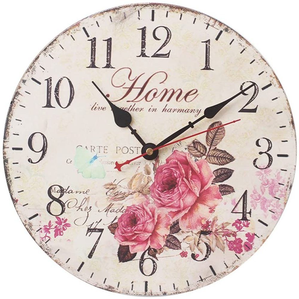 GelldG Lautlos Clock Uhr Wanduhr Wall Vintage Tickgeräusche Wanduhr ohne Wanduhr