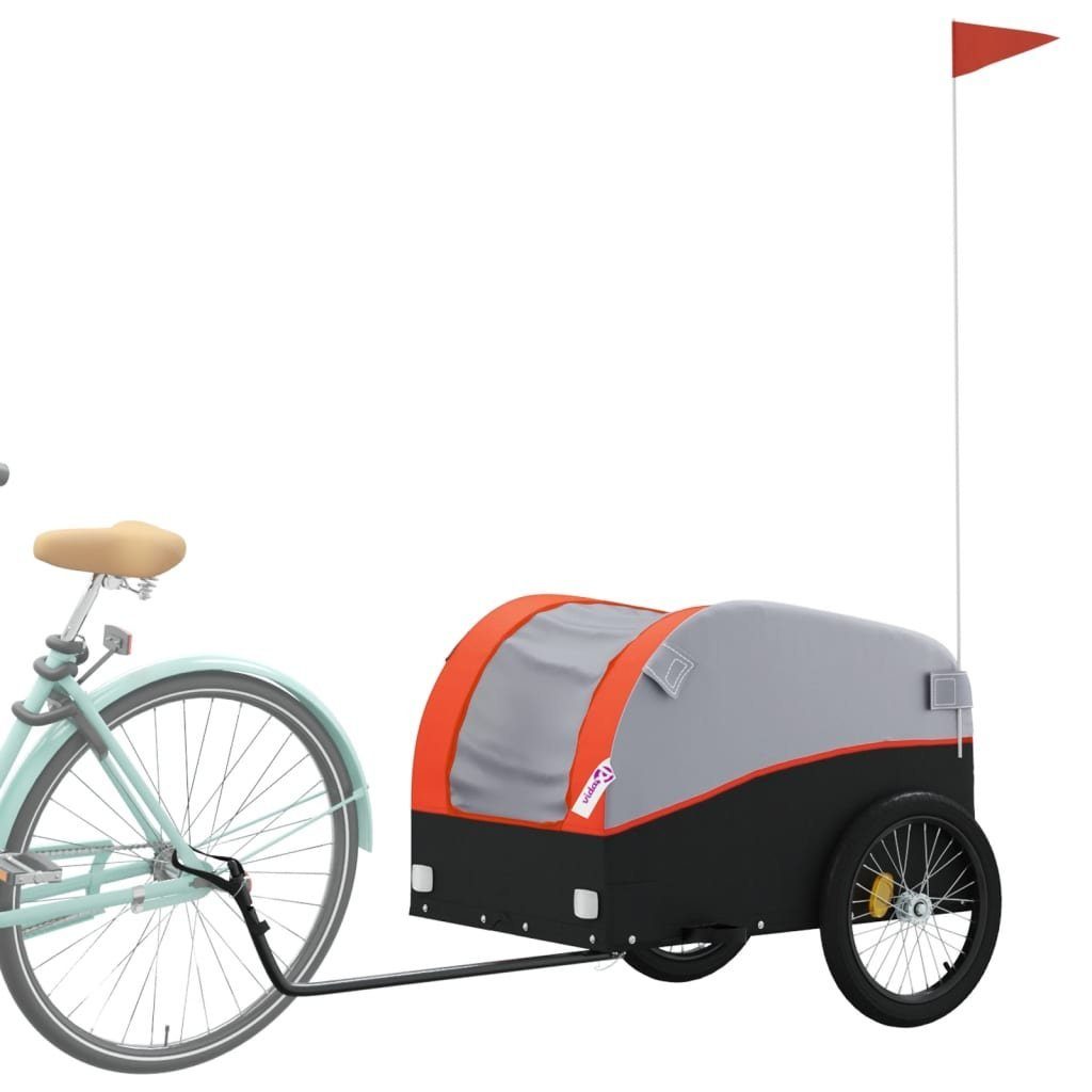 vidaXL Fahrradlastenanhänger Fahrradanhänger Schwarz und Orange 45 kg Eisen