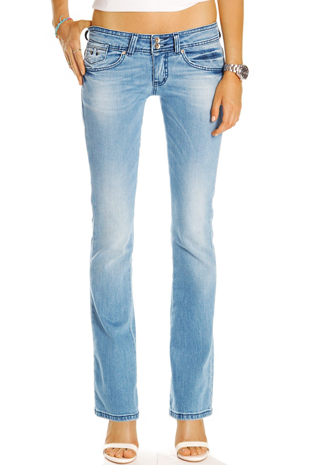 be styled Bootcut-Jeans Premium Bootcutjeans Hose aus Baumwolle, Hüftjeans - Damen - B_003a