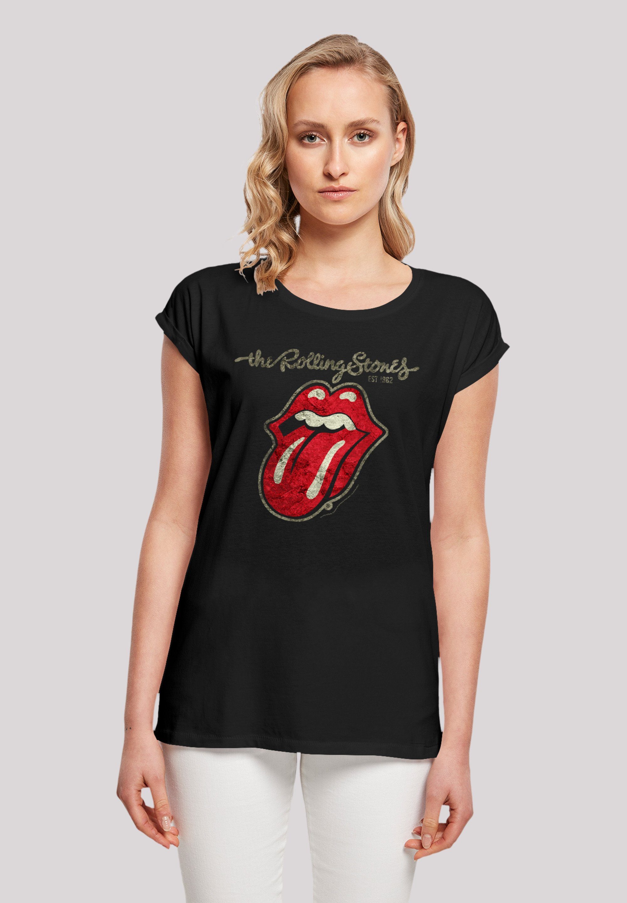 F4NT4STIC T-Shirt The Rolling Stones Plastered Tongue Washed Premium  Qualität, Offiziell lizenziertes The Rolling Stones T-Shirt | T-Shirts