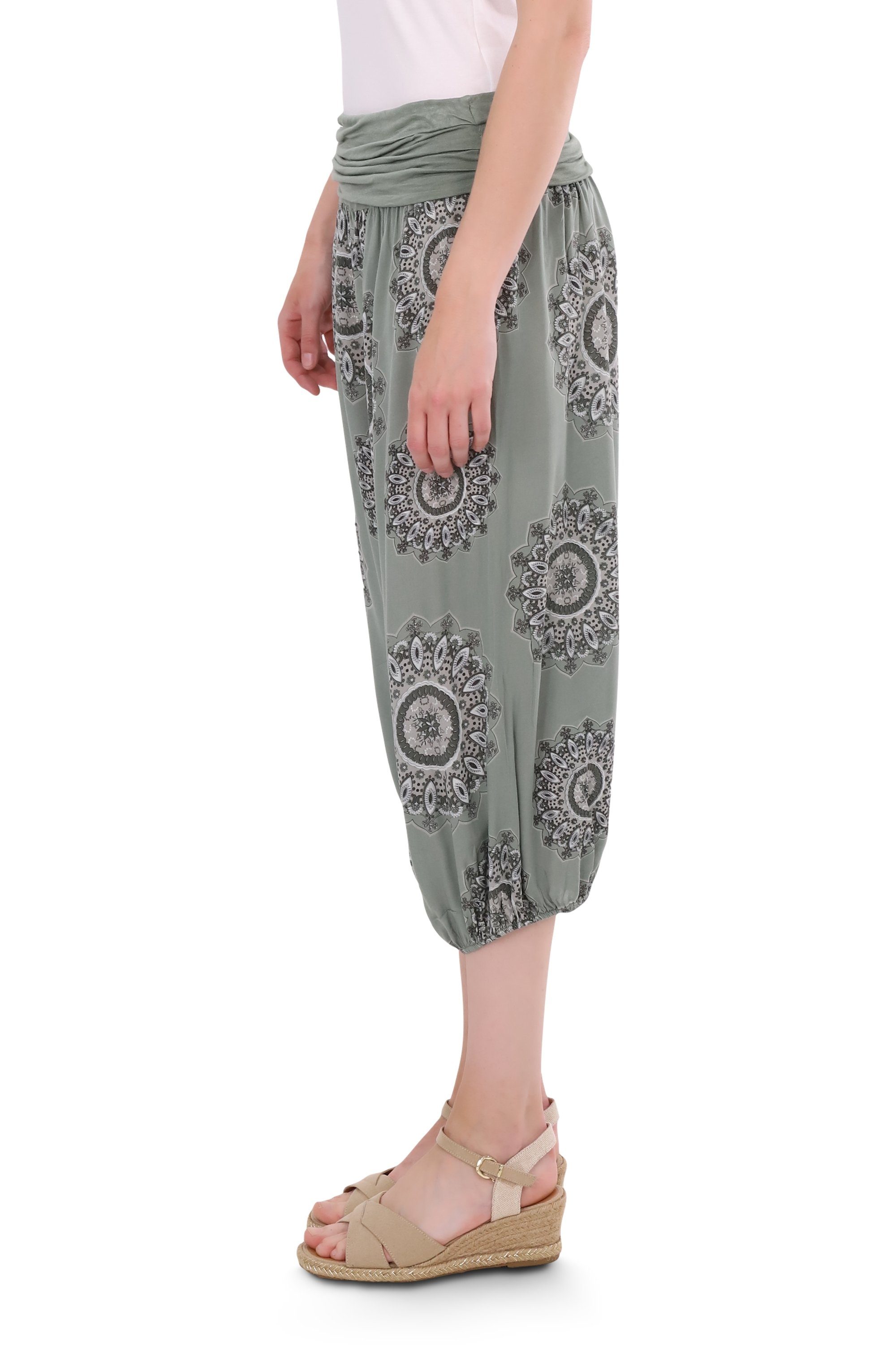malito more than fashion Haremshose malito Damen Haremshose Capri 7196 Aladinhose Capri mit Orient Print Einheitsgröße