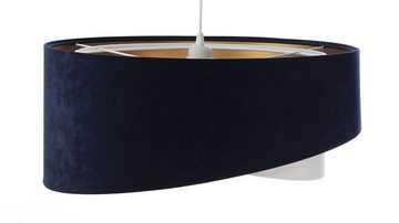 Licht-Erlebnisse Pendelleuchte MARLON, ohne Leuchtmittel, Stoff Metall Ø 50 cm E27 in Weiß Marineblau Gold Wohnzimmer Modern