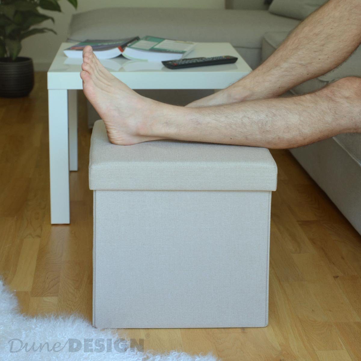 Sitzhocker mit Stauraum - 38x38x38 Polsterhocker mit Aufbewahrungsbox - Faltbar