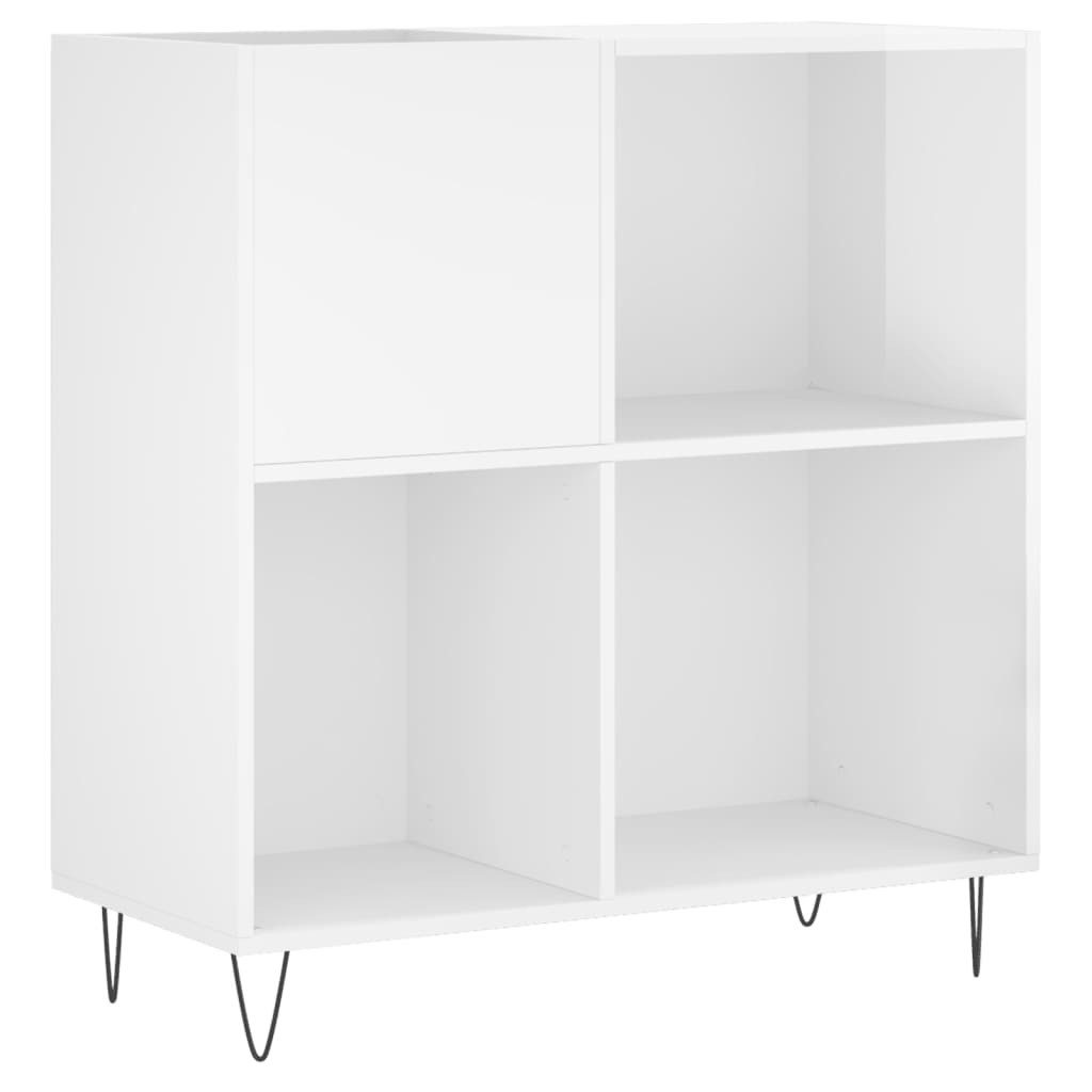 furnicato Media-Regal Plattenschrank 84,5x38x89 cm Hochglanz-Weiß mit Eisenbeinen, 1-tlg.