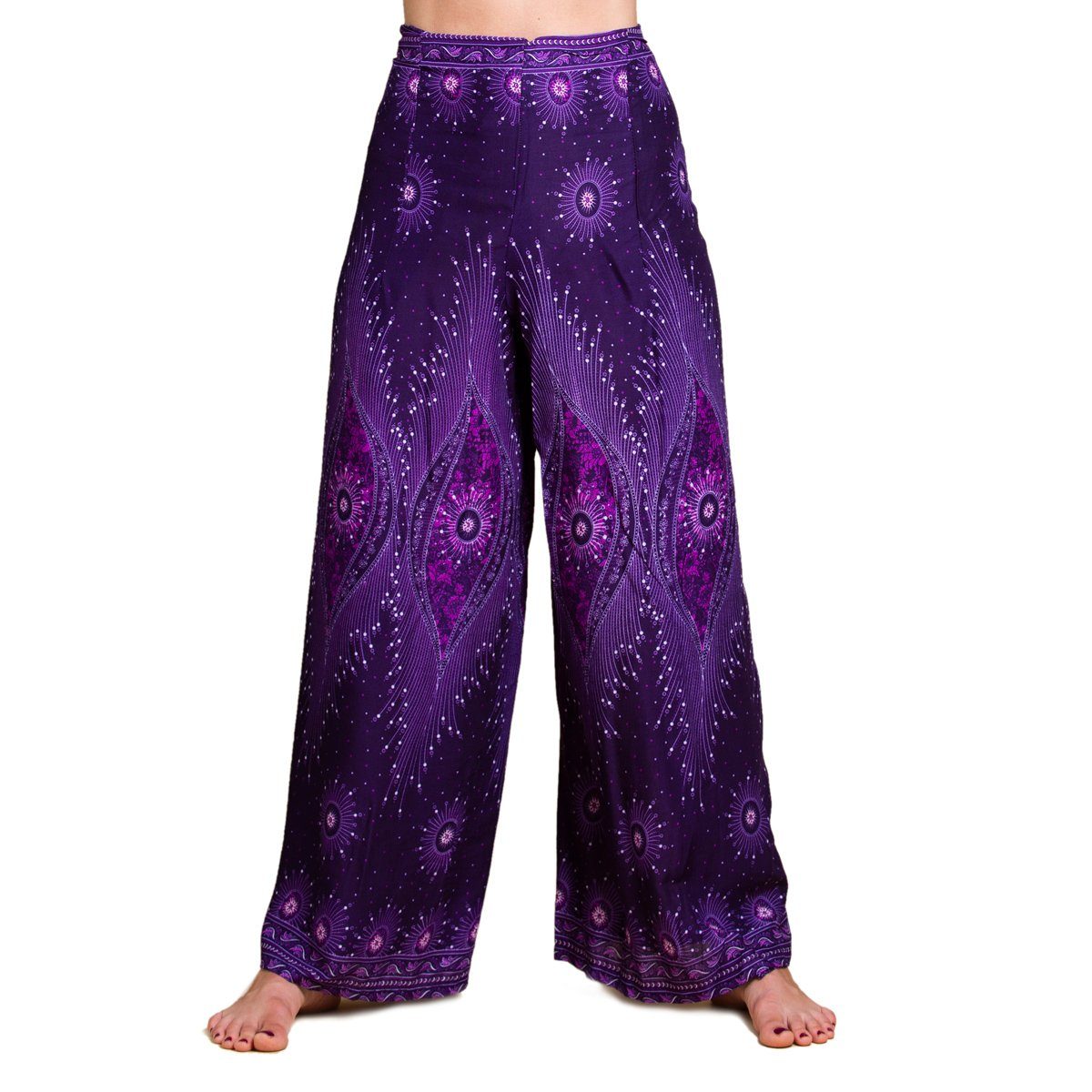 PANASIAM Stoffhose Sunshine Pants Wickelhose purple aus Peacock im Viskose Palazzohose Hose Boho Hosenrock Design natürlicher Pareo langer Haremshose