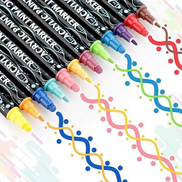 DTC GmbH Lackmarker Lackmarker Acrylstiftefür Steine Wasserfest, (36-tlg), 36Acrylfarben Stifte Bemalen Dual Tip, (36-tlg)