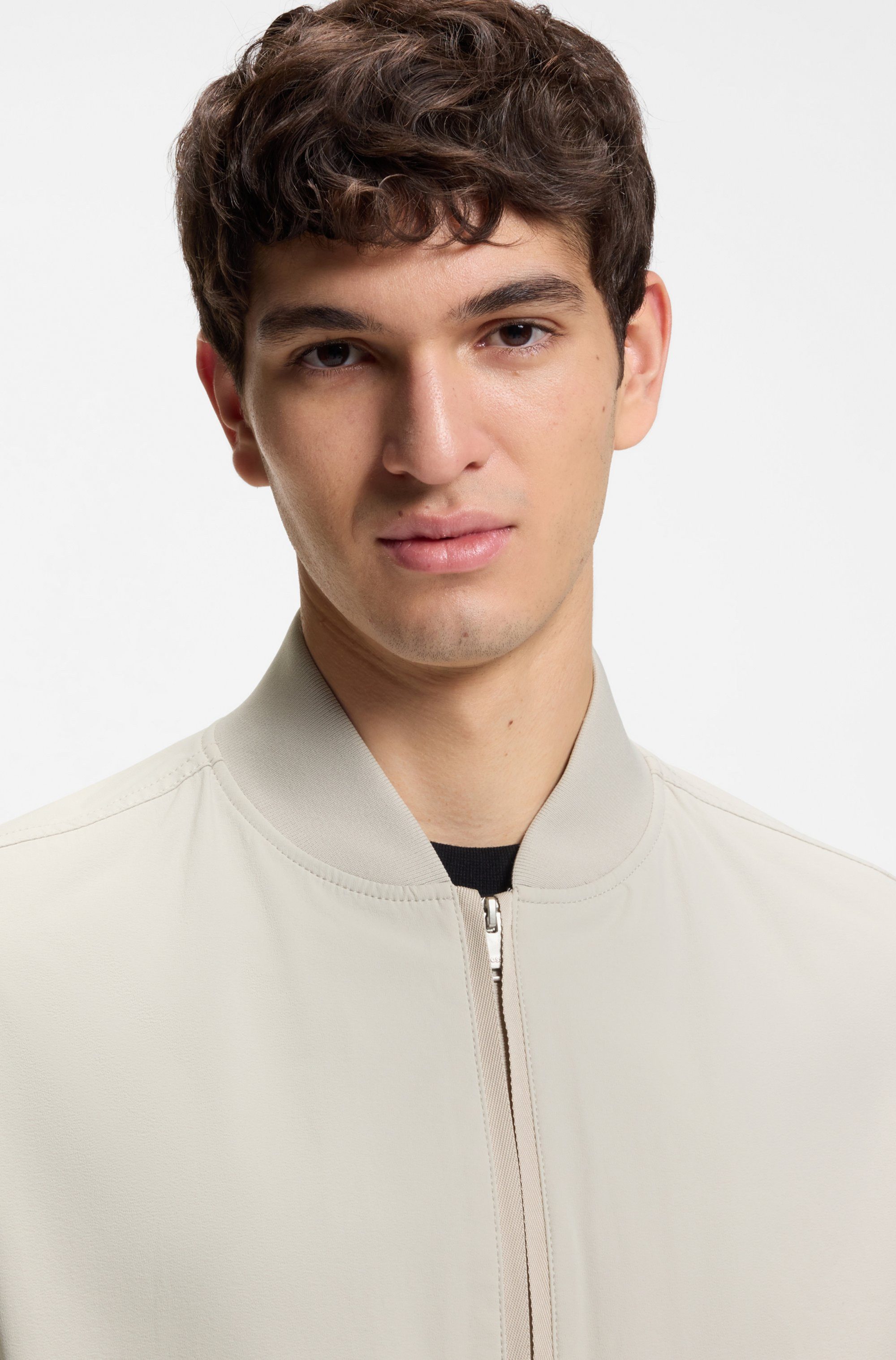 BOSS ORANGE Blouson Osruf Rippbündchen, Regular Fit, 2-wege-Reißverschluss