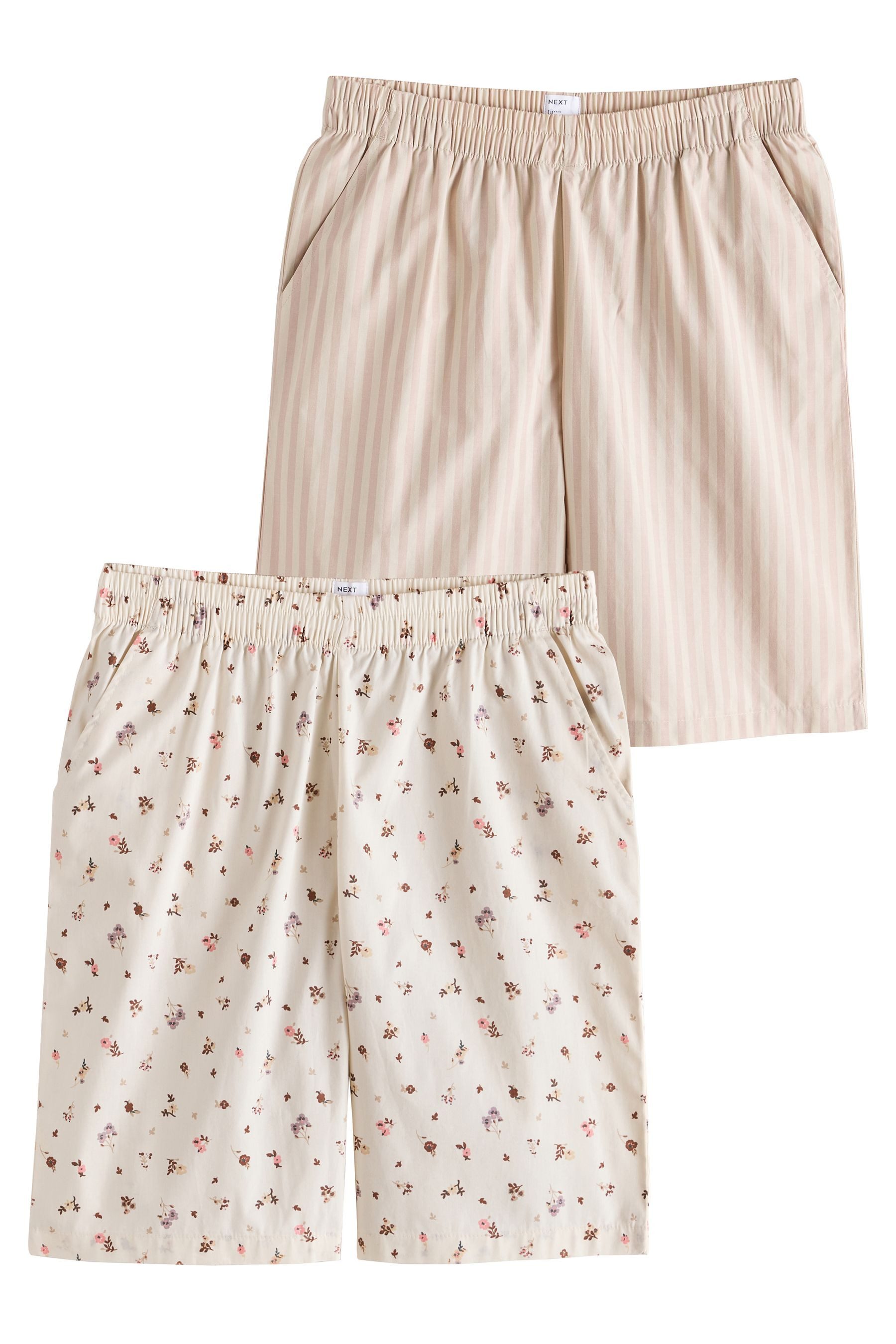 Next Pyjamashorts 2er-Pack längere Bermudashorts aus Baumwolle (2-tlg)