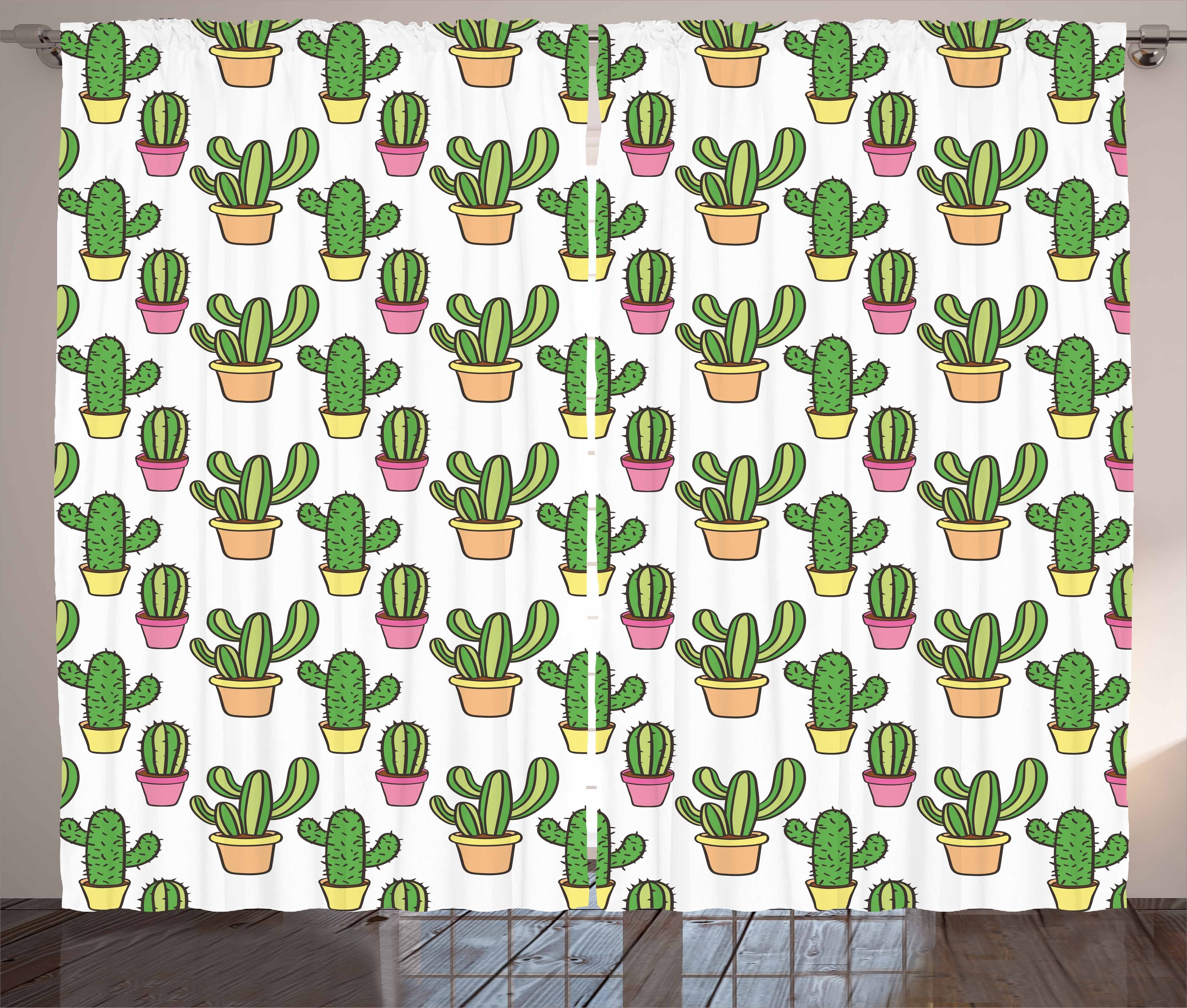 Gardine Schlafzimmer Kräuselband Abakuhaus, mit Kaktus Blumen Vorhang Haken, und Cartoon Schlaufen