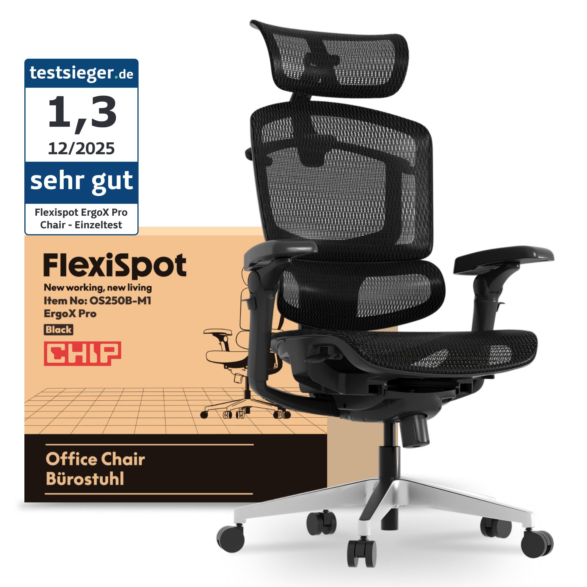 FLEXISPOT Bürostuhl ErgoX, Schreibtischstuhl Premium Ergonomischer (mit 7D- günstig online kaufen