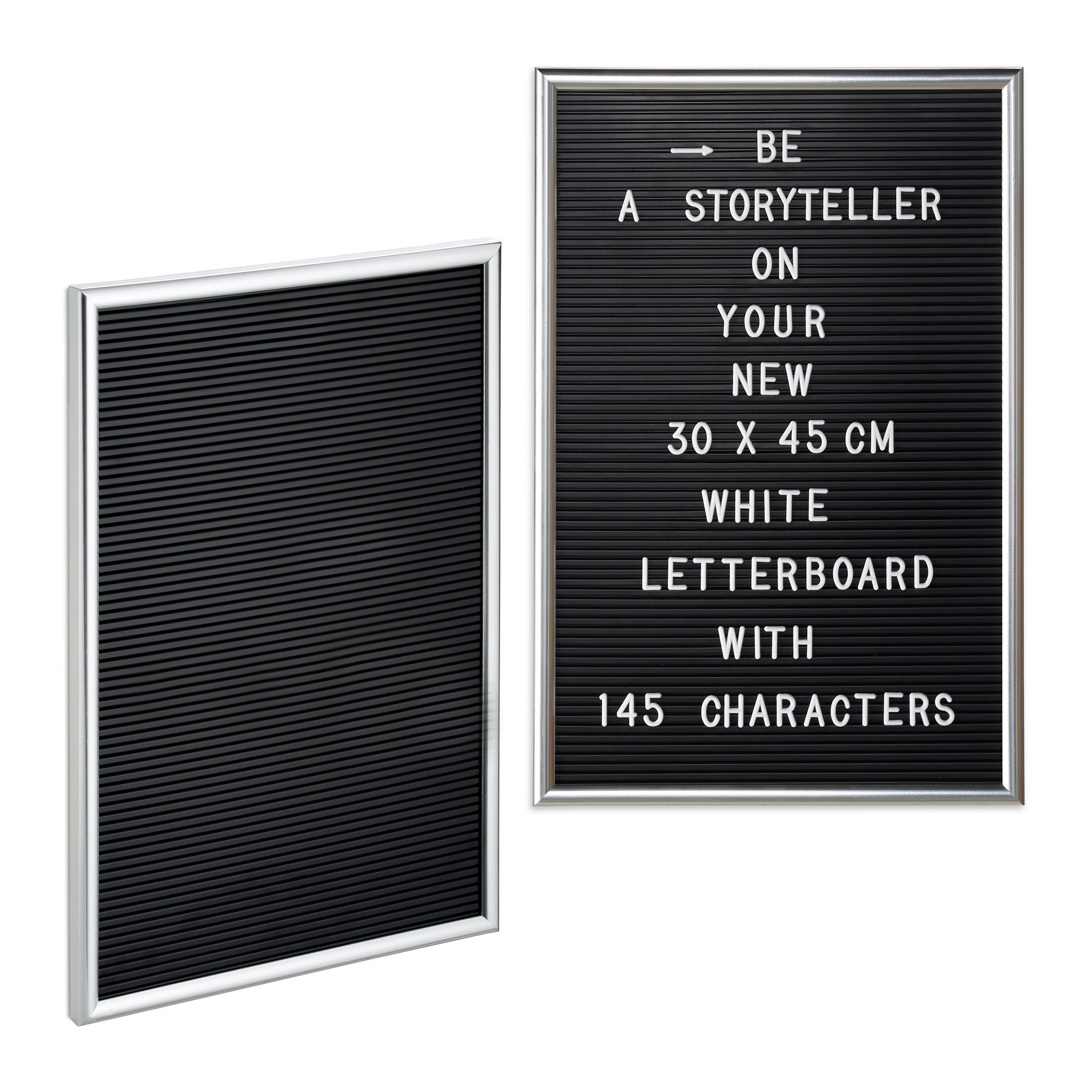 30 x relaxdays 45 Letterboard Memoboard x 2 cm silber