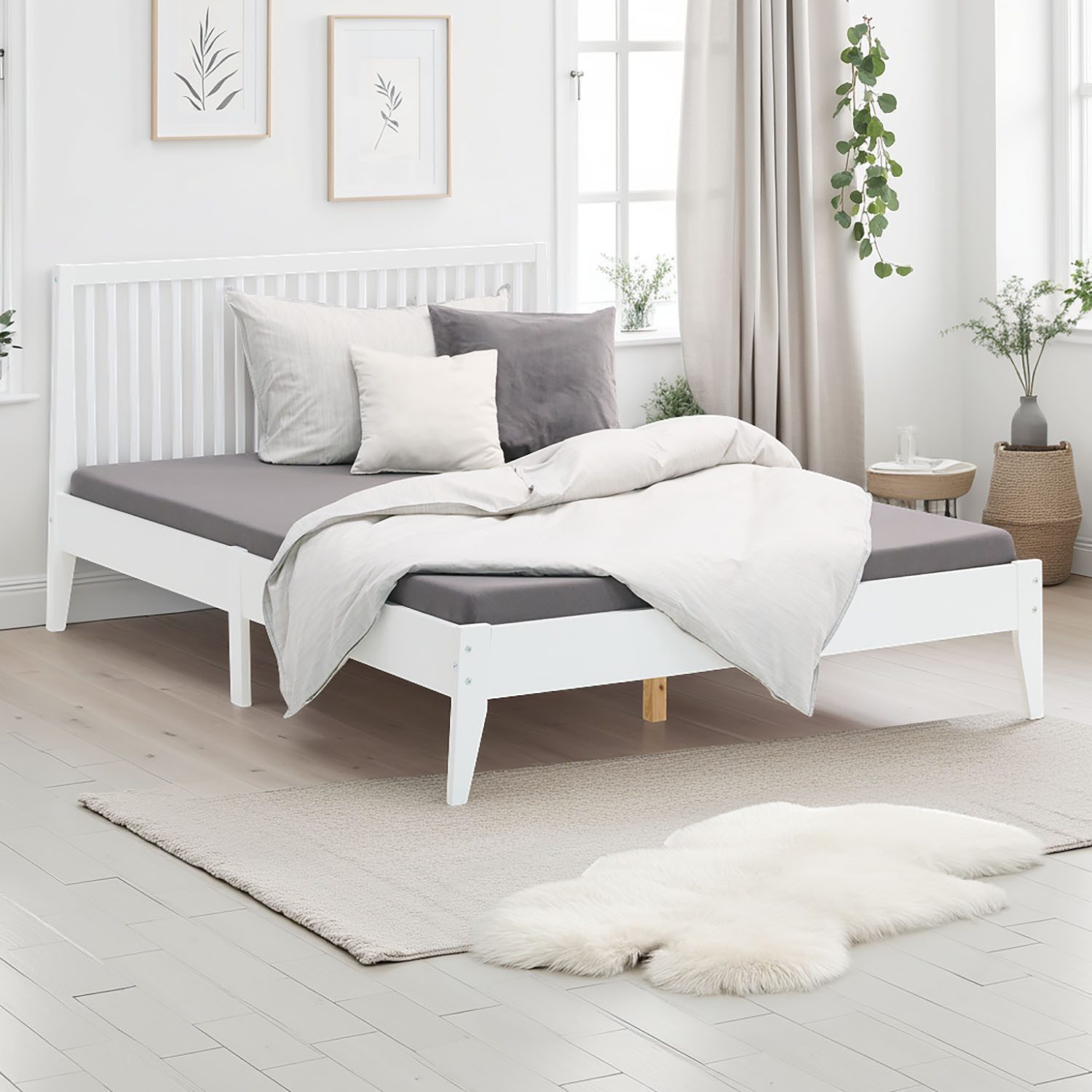 Homestyle4u Holzbett 140x200 Doppelbett Bettgestell Futonbett günstig online kaufen
