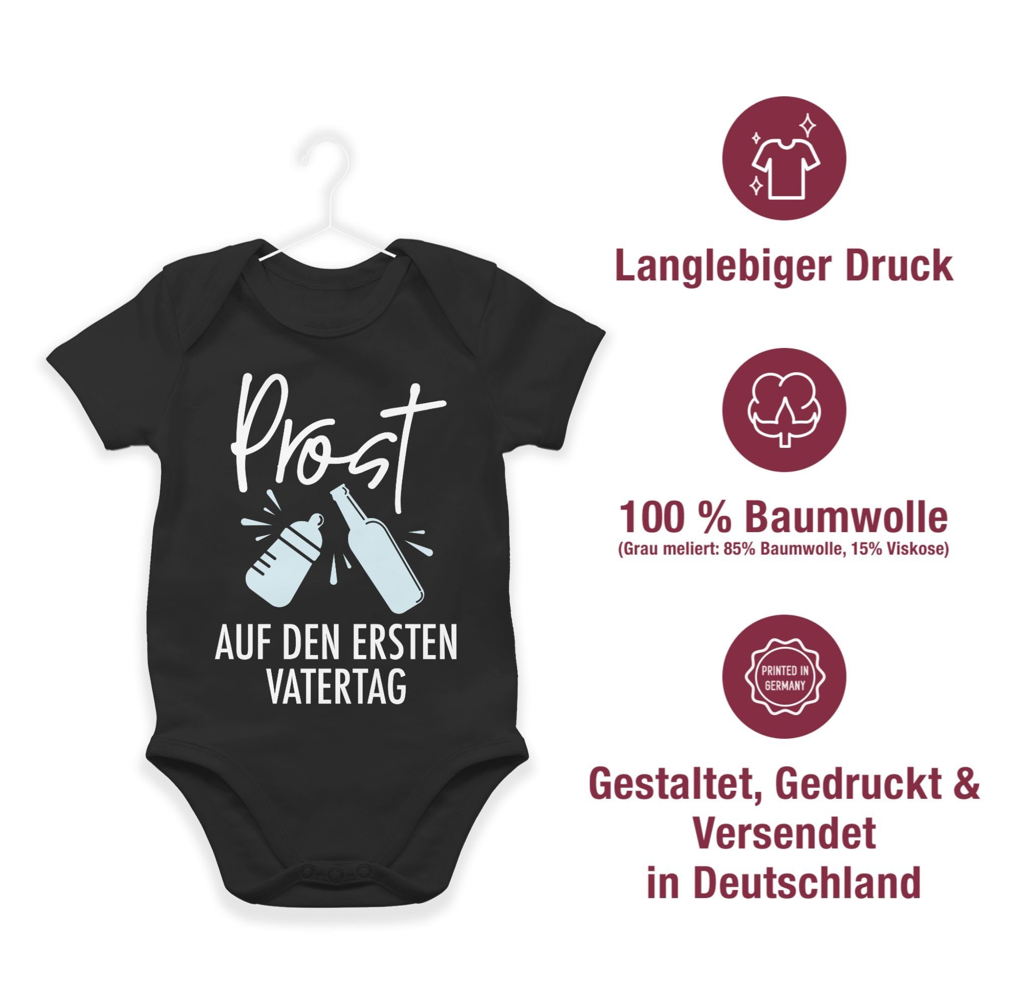1 Shirtbody Schwarz den ersten Vatertag Prost Shirtracer Baby Vatertag auf Geschenk