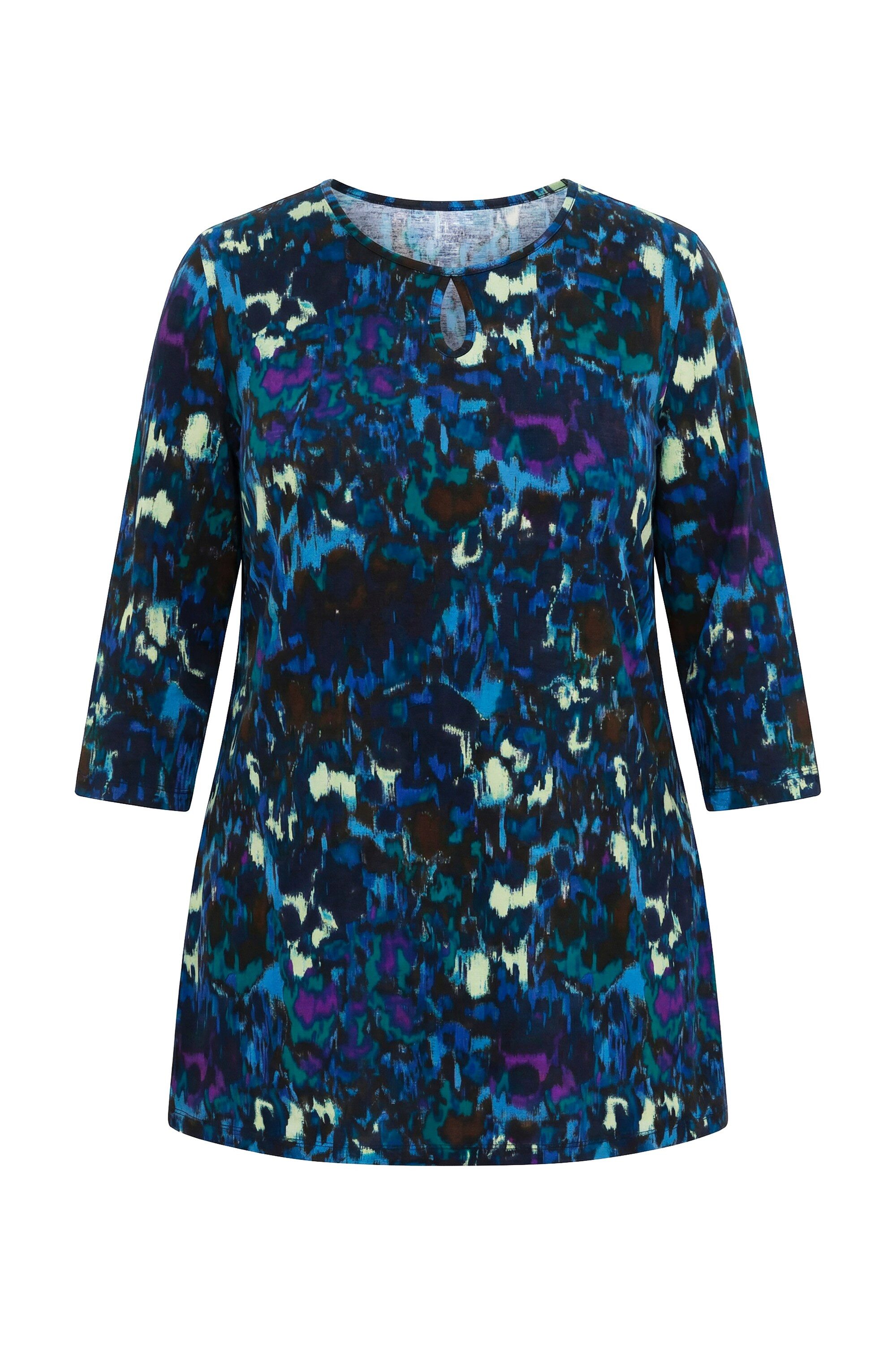Longshirt Longshirt Batikmuster Rundhalsausschnitt 3/4-Arm