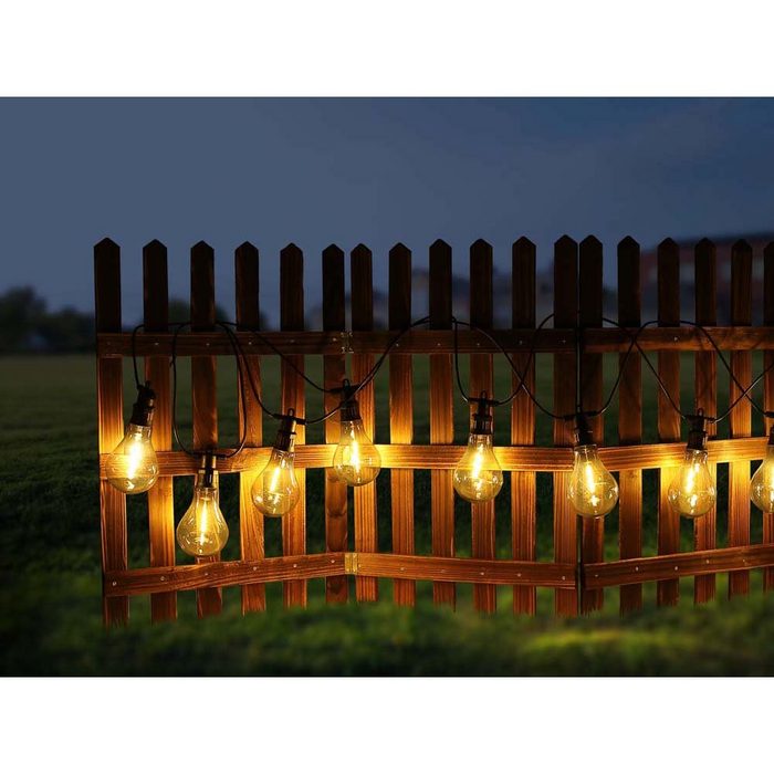 etc-shop Dekolicht Lichterkette Außenleuchte LED Filament Gartendeko 10 Birnen L 450 cm