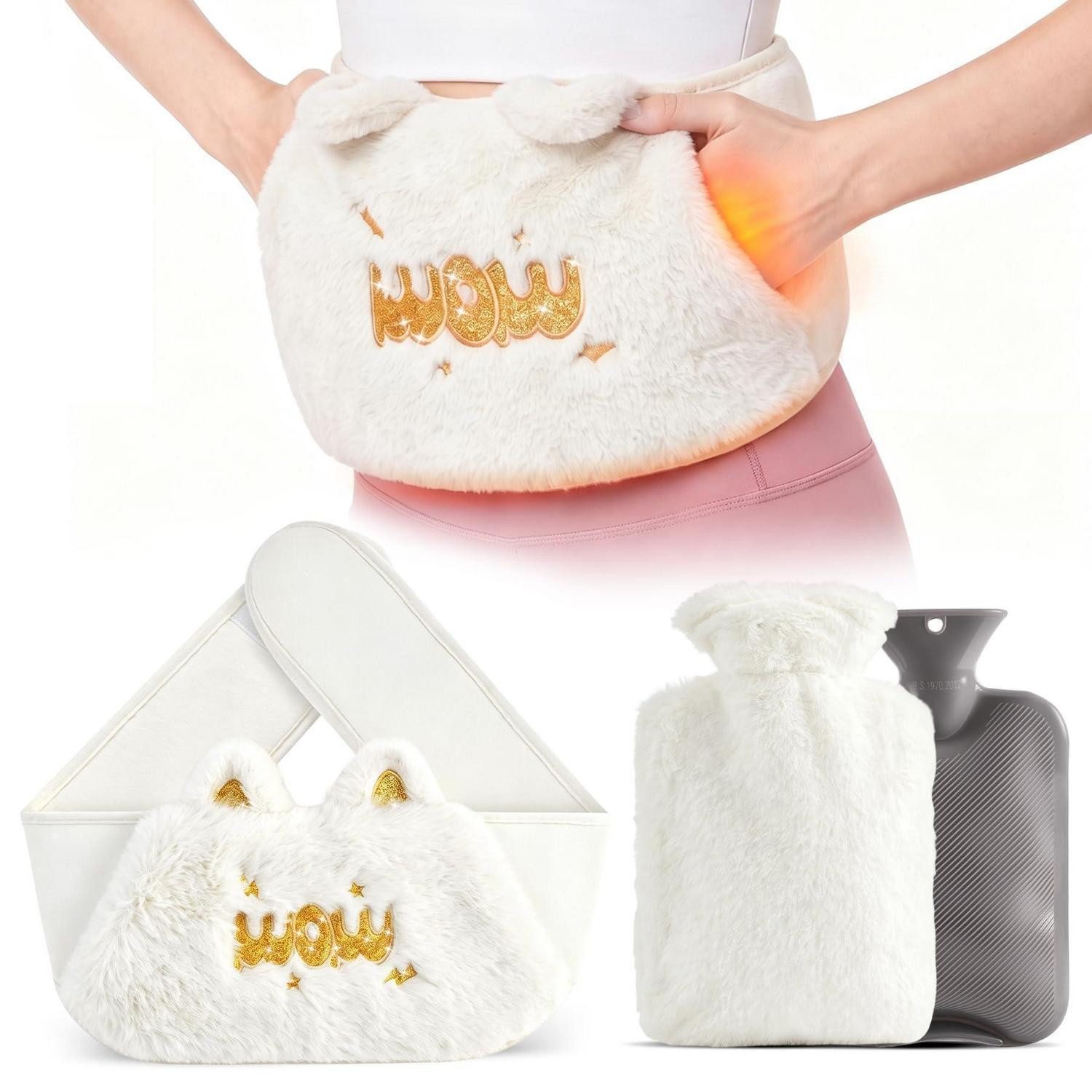LuxusKollektion Thermo-Gurt Wärmflaschengürtel 130cm mit Plüschbezug
