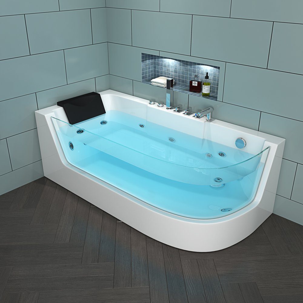 HOME DELUXE Badewanne Whirlpool CARICA, 70 x 80 cm -Ausrichtung wählbar, mit Lichttherapie, Badewanne – Bild 4 von 5