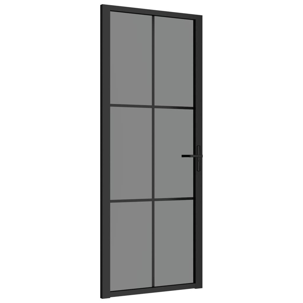 vidaXL Zimmertür 83 x 2015 cm Innentür 83x201,5 cm Schwarz ESG-Glas und Aluminium Zimme