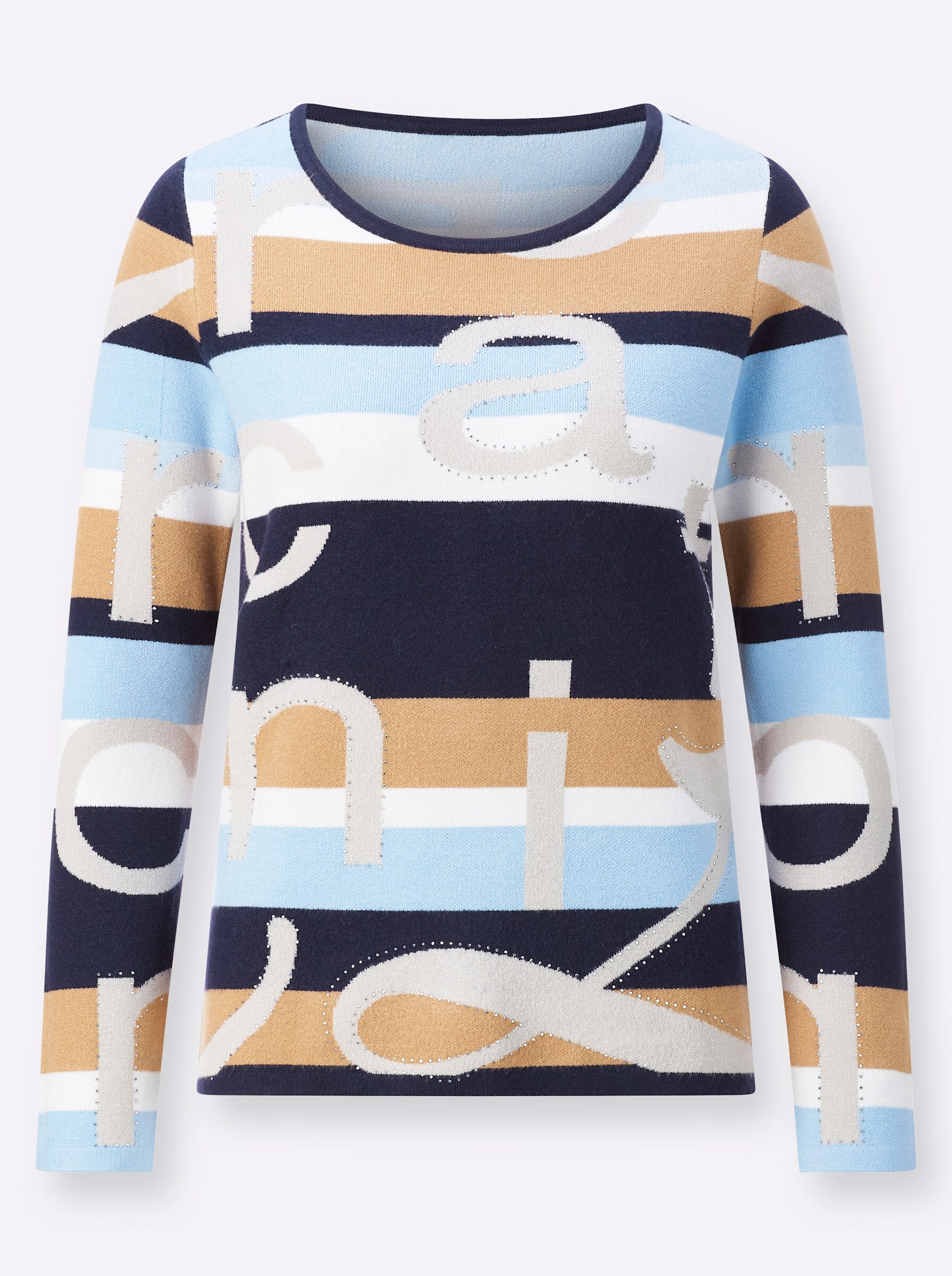 creation L Strickpullover Jacquard-Pullover Langarm Feinstrick, Jacquard