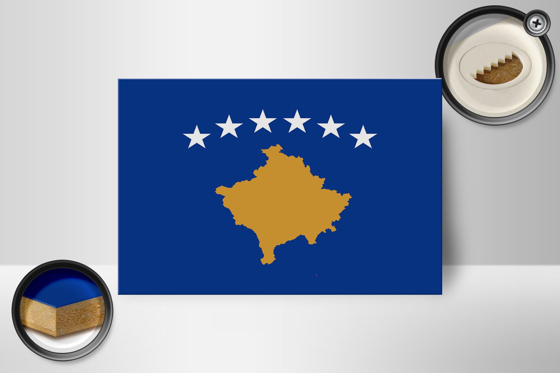 Femer GmbH Holzbild Flagge Kosovo 18x12 cm Flag of Kosovo, Flaggen (1 St), Glatte Holzfaserplatte (MDF), vorn beschichtet