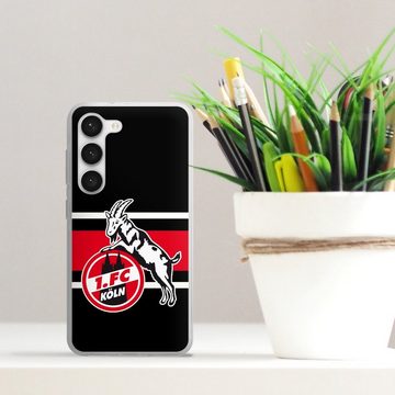 DeinDesign Handyhülle 1. FC Köln Offizielles Lizenzprodukt Colour Stripes 1.FC, Samsung Galaxy S23 Silikon Hülle Bumper Case Handy Schutzhülle