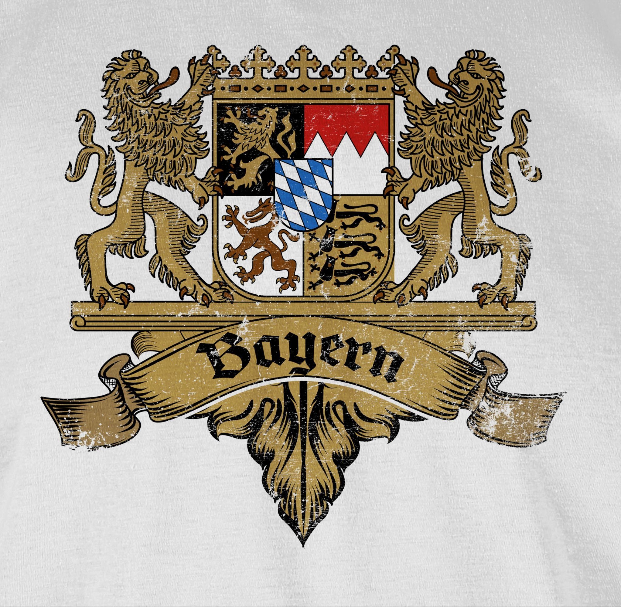 Bayernland für Mode Wappen T-Shirt Bayern Oktoberfest Herren Weiß Shirtracer Bayern Freistaat 03