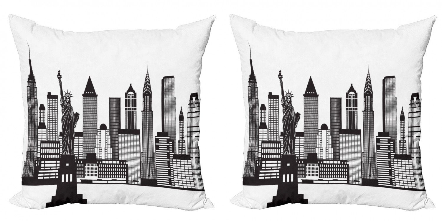 Kissenbezüge Modern Accent Doppelseitiger Digitaldruck, Abakuhaus (2 Stück), Stadt Skyline von New York Lady Liberty