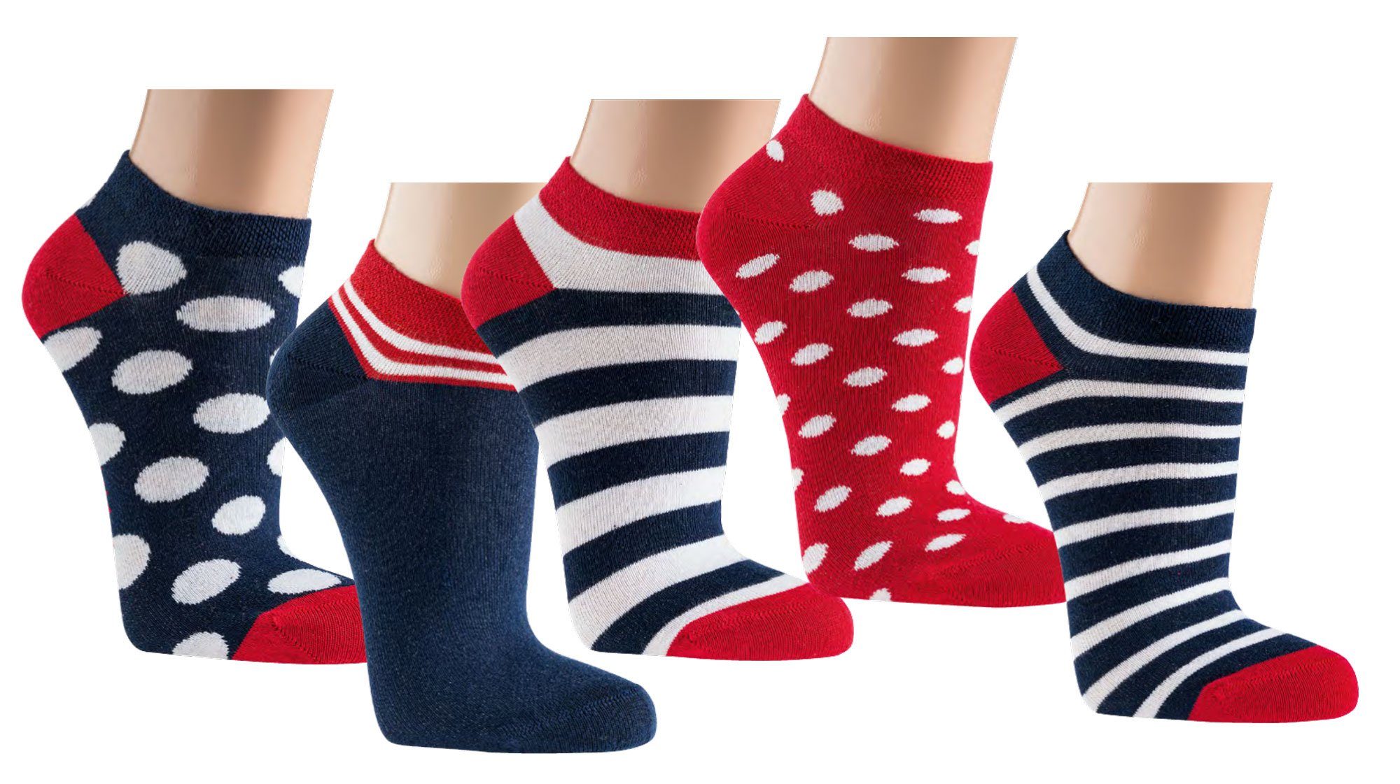 TippTexx 24 Sneakersocken 6 Paar Damen Sneakersocken viele Motive kurze Socken für den Sommer (6 Paar) hochwertige gekämmte Baumwolle, handgekettelt