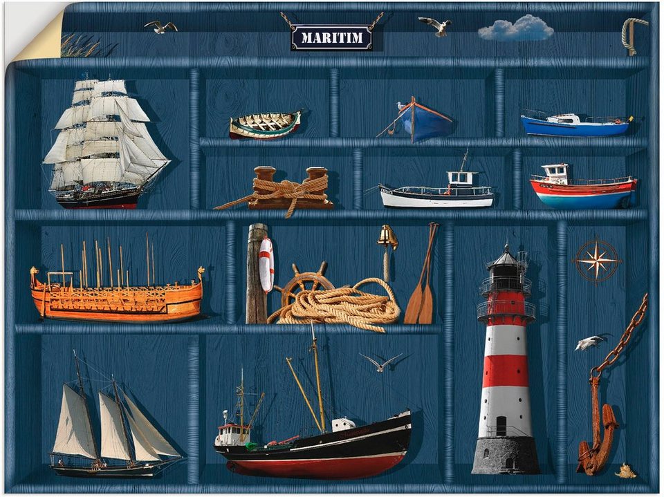 Artland Wandbild Der maritime Setzkasten, Arrangements (1 St), als  Leinwandbild, Wandaufkleber oder Poster in versch. Größen