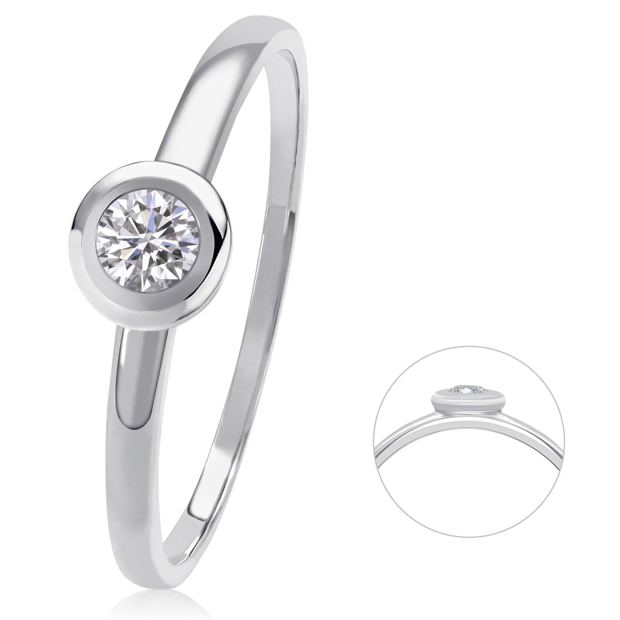 ONE ELEMENT Diamantring 0,10 ct Diamant Brillant Ring aus 585 Weißgold